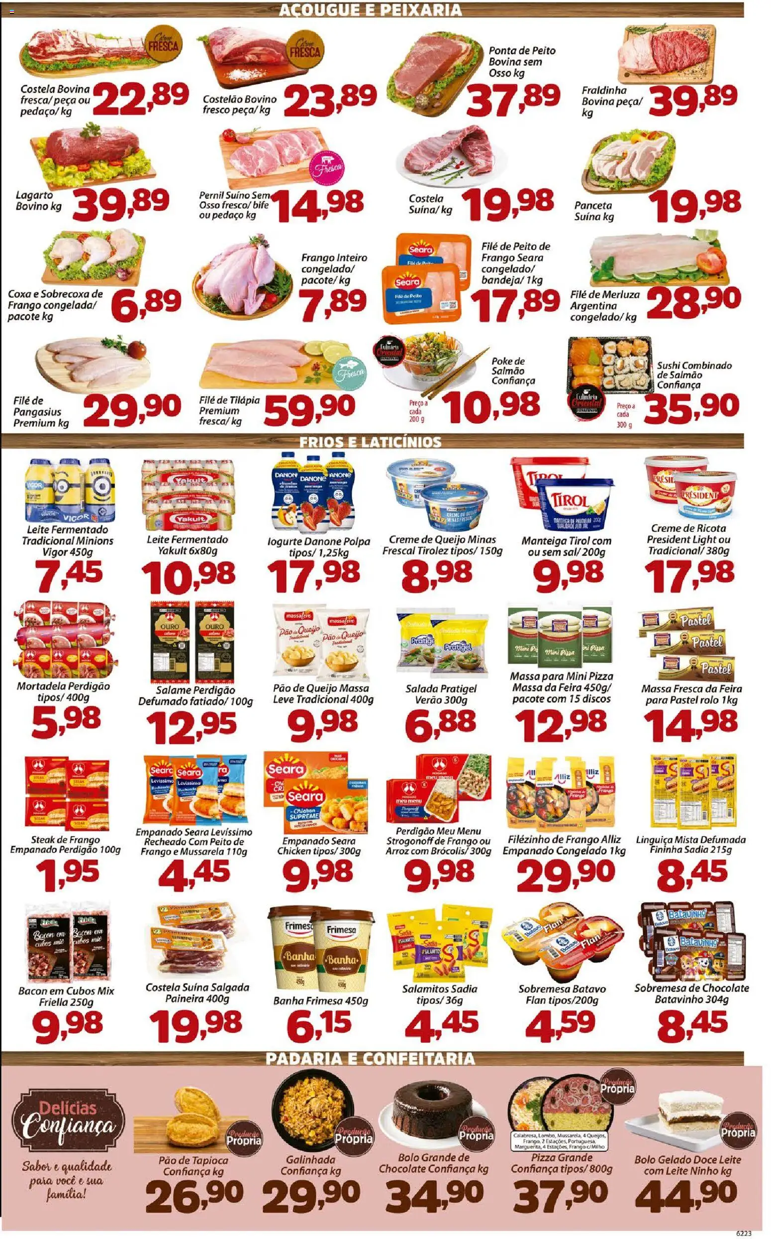 Confiança Folheto - válido de 14/08/2026 | Página: 3 | Produtos: Costela bovina, Pão, Bolo, Doce
