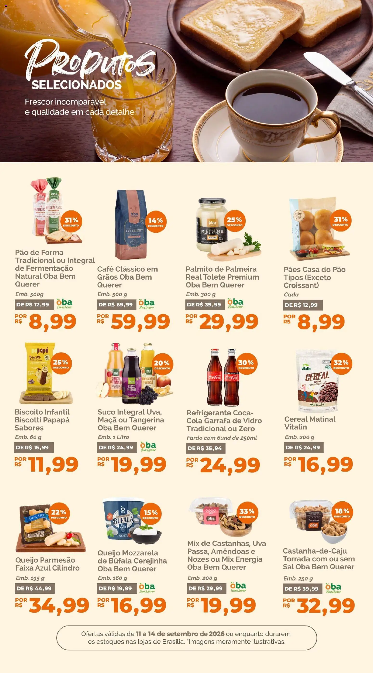 Oba Hortifruti Folheto - válido de 11/09/2026 | Página: 9 | Produtos: Biscoito, Uva, Suco, Queijo parmesão