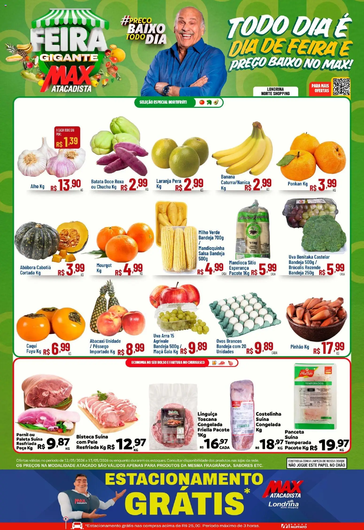 Max Atacadista Folheto - válido de 12.05.2026 | Página: 1 | Produtos: Alho, Mandioca, Ovos, Brócolis