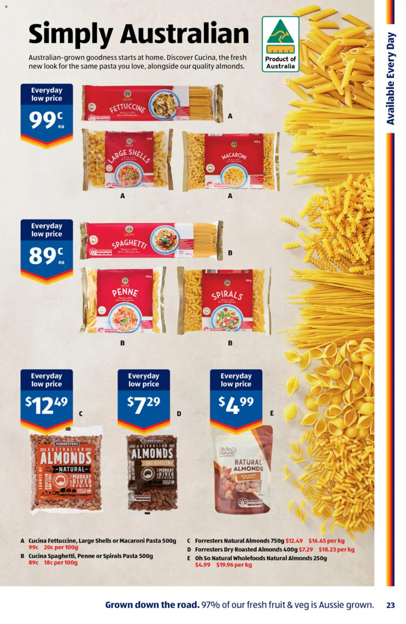 Aldi catalogue - valid from 30/09/2026 | Page: 23 | Products: Almonds, Protein, Fruit, Spaghetti