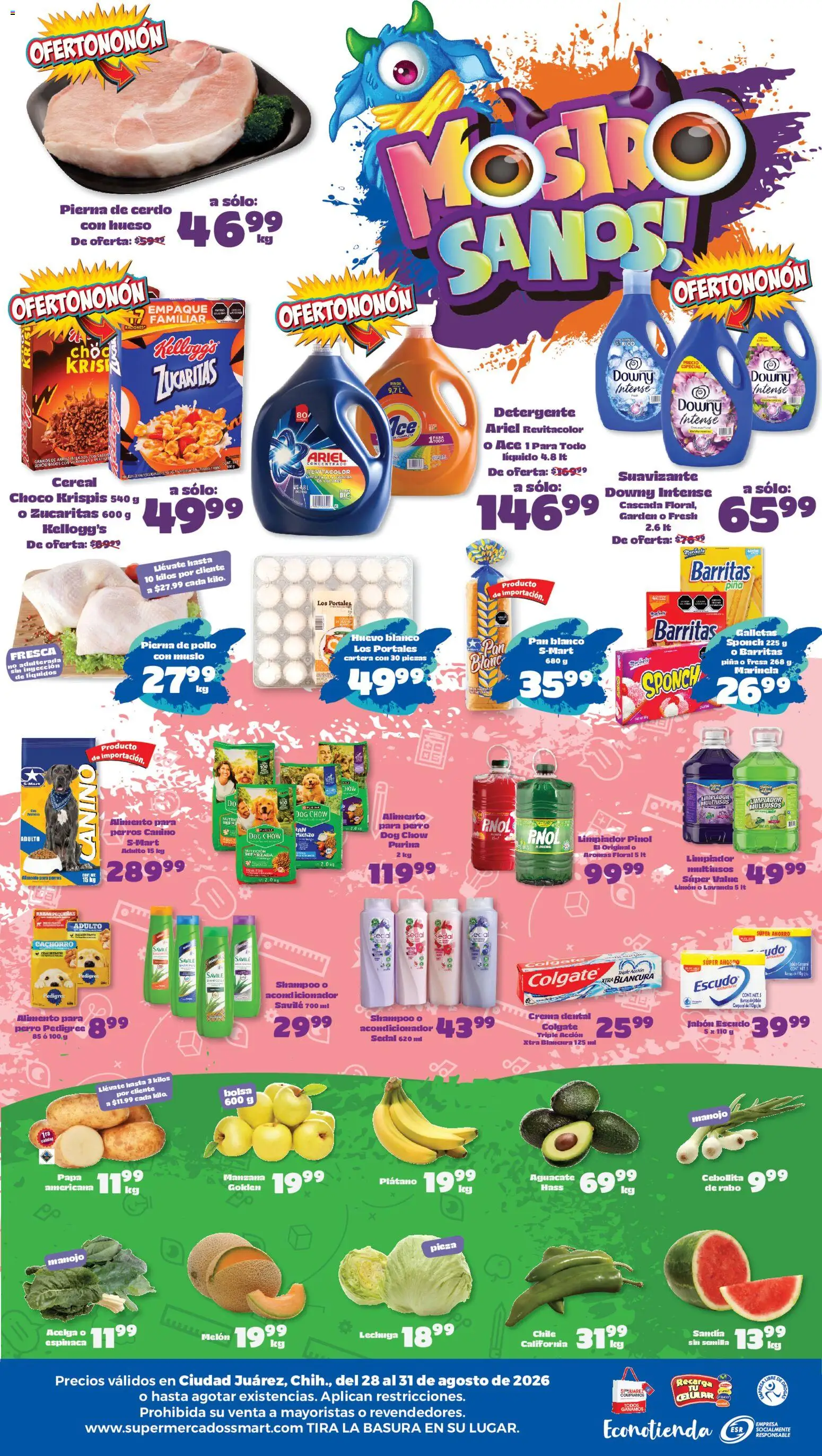 Nuevas ofertas de S-Mart válidas en toda la República Mexicana desde el 28/08/2026. ¡Encuentra las mejores ofertas en S-Mart folleto Juárez! | Página: 2 | Productos: Acelga, Pan, Shampoo, Acondicionador