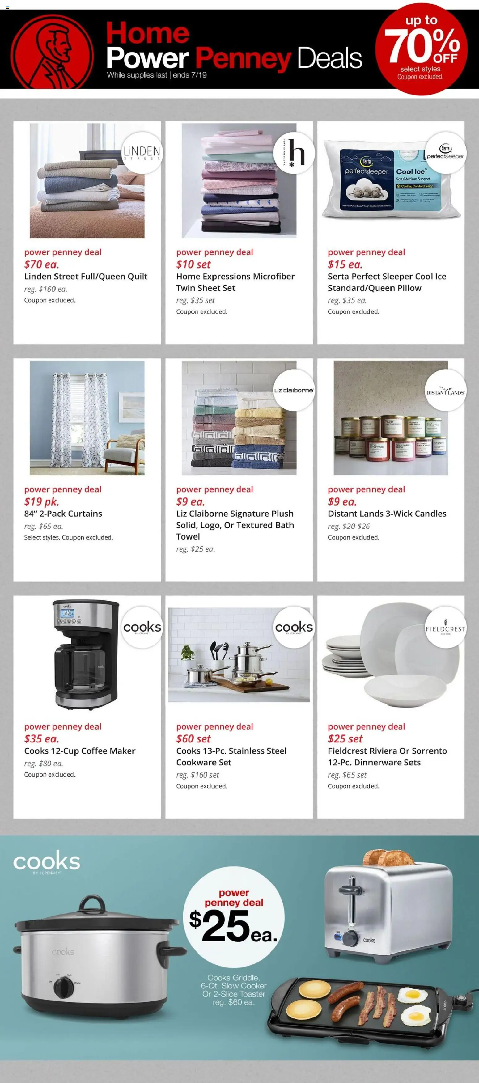 JCPenney Weekly Ad - valid from 07/13/2026 | Page: 7 | Products: Bath, Quilt, Sheet, Coffee maker