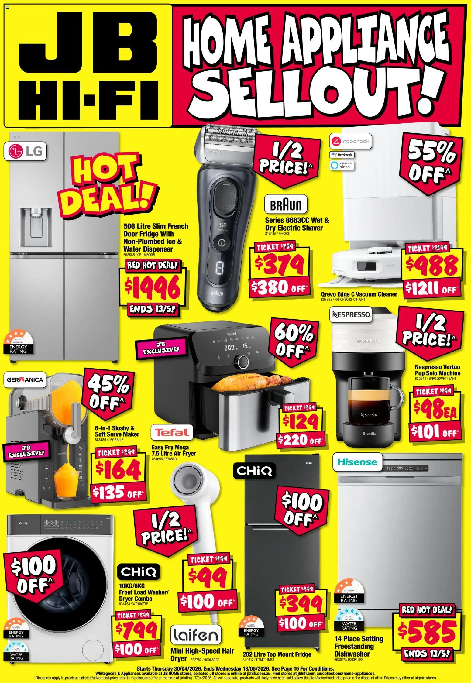 JB Hi-Fi catalogue - valid from 30.04.2026 | Page: 1 | Products: Door, Water, Appliance, Vacuum cleaner