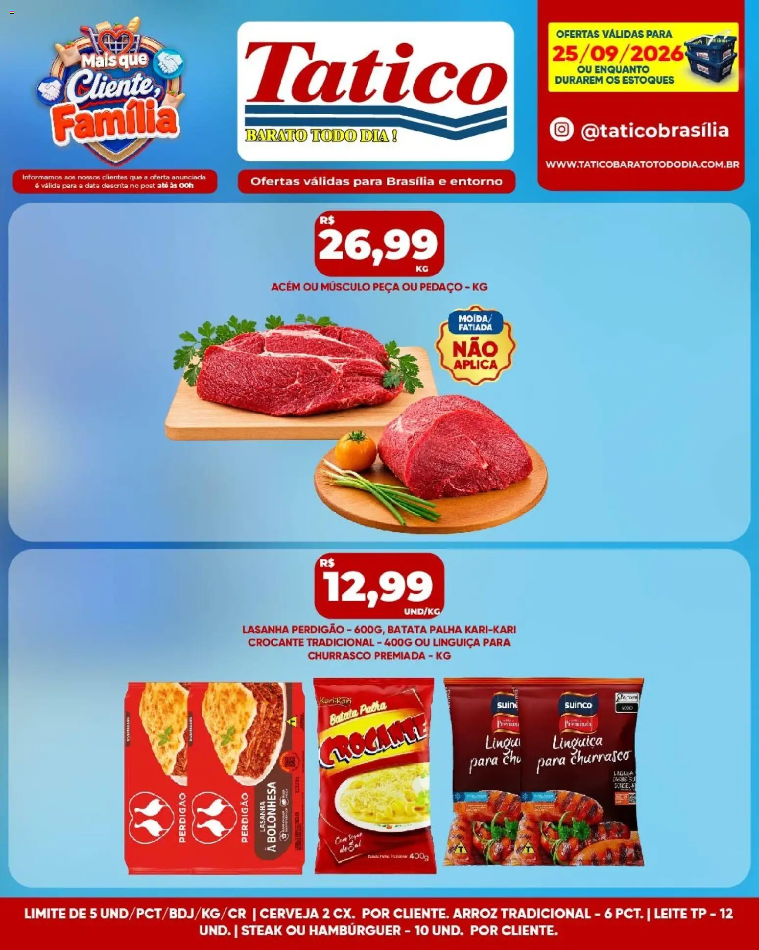 Tatico Folheto - válido de 25/09/2026 | Página: 11 | Produtos: Steak, Linguiça, Acém, Cerveja