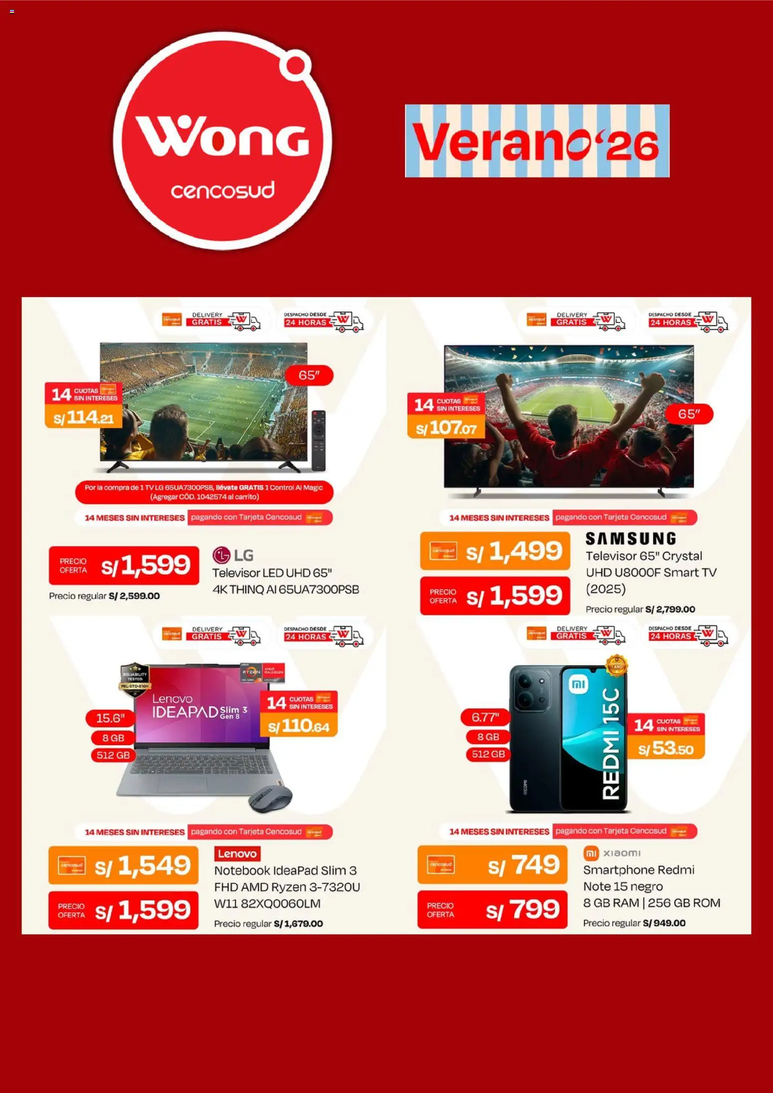 Catálogo Wong válido desde 11.05.2026 | Página: 4 | Productos: Smartphone, Notebook, Televisor