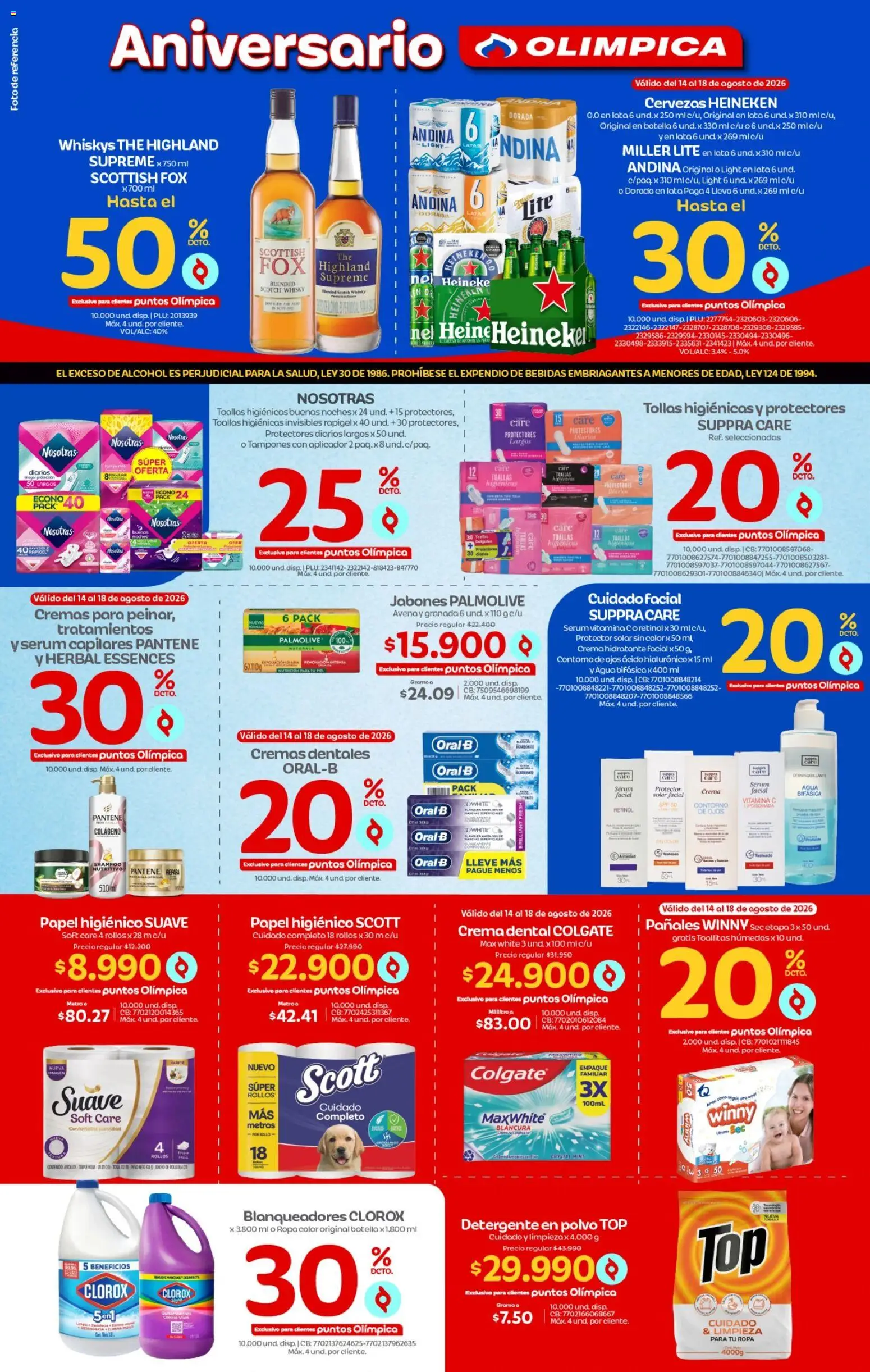 Olímpica revista - valida desde el 11/08/2026 | Página: 9 | Productos: Crema, Protector solar, Crema dental, Ropa