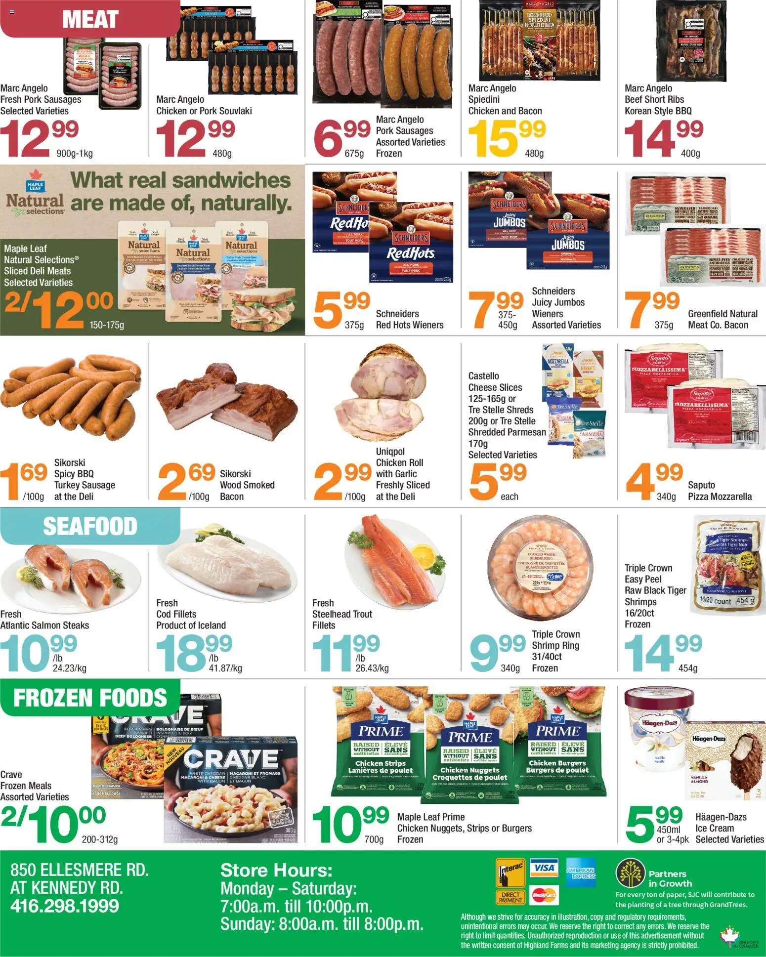 Highland Farms flyer valid from Aug 27, 2026 | Page: 4 | Products: Bacon, Sausages, Cheddar, Vanilla
