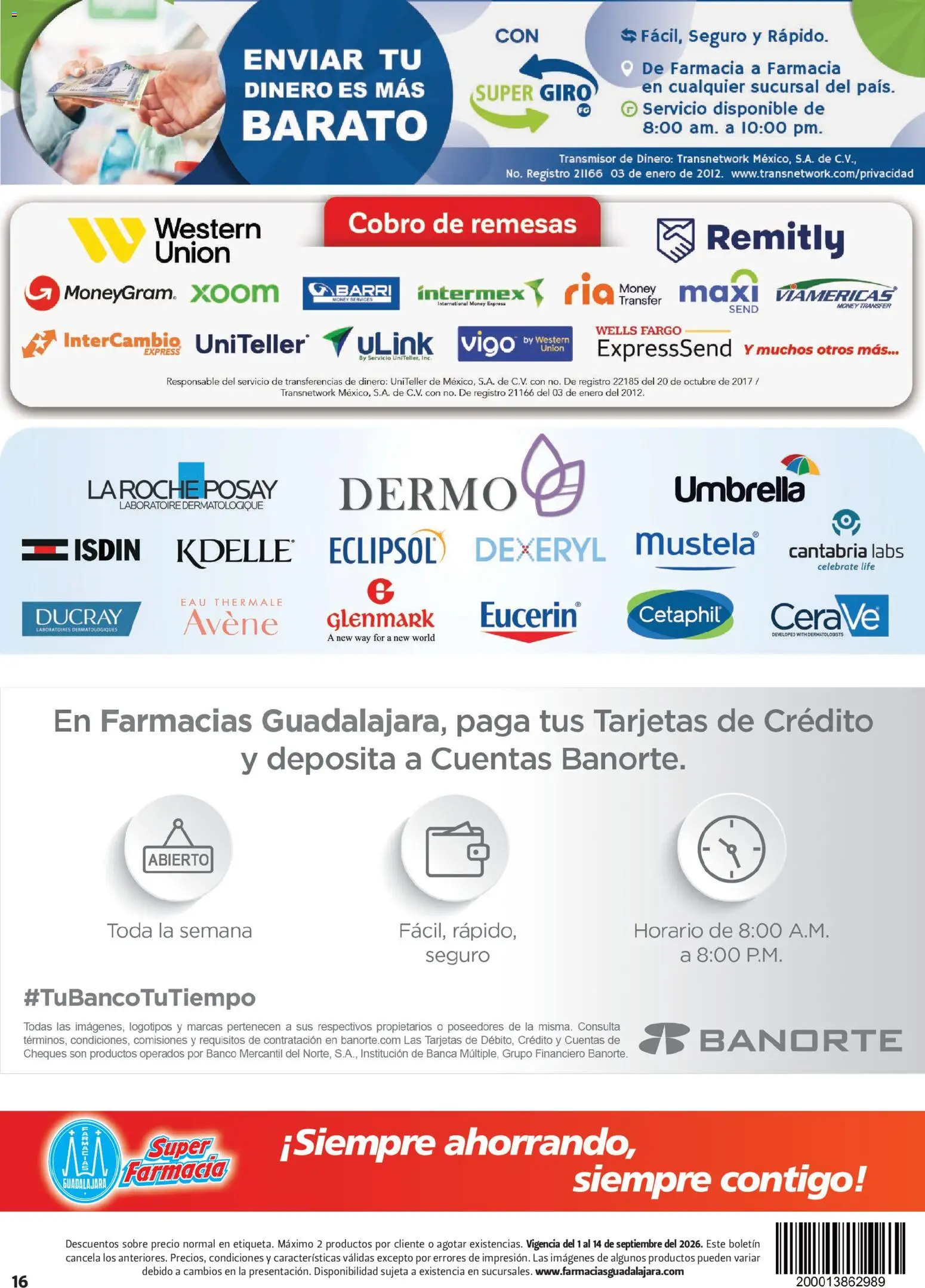 Nuevas ofertas de Farmacia Guadalajara válidas en toda la República Mexicana desde el 01/09/2026. ¡Encuentra las mejores ofertas en Farmacia Guadalajara catálogo! | Página: 16 | Productos: Banco, Sobre