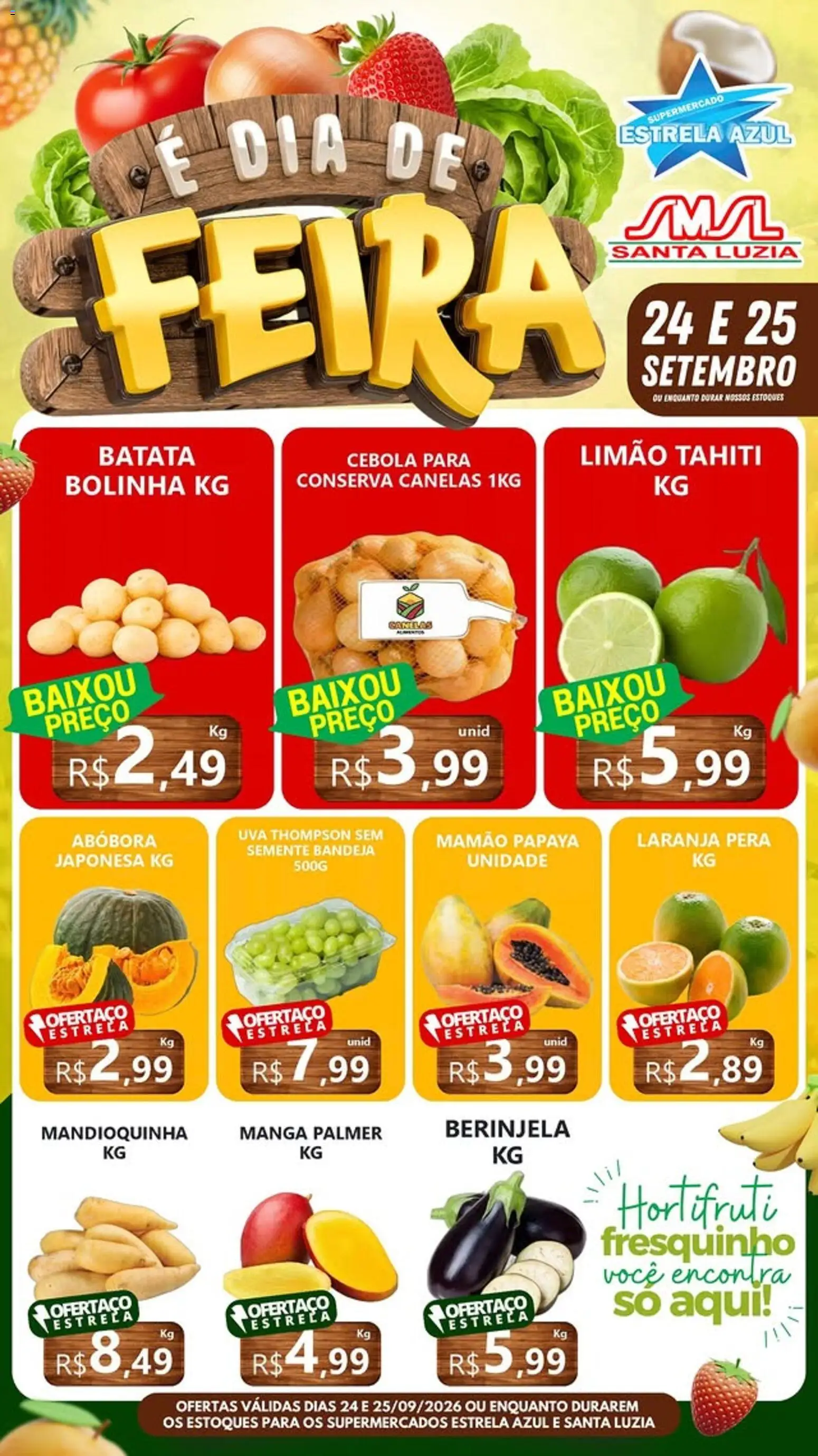 Estrela Azul Folheto - válido de 24/09/2026 | Página: 1 | Produtos: Cebola, Manga, Bandeja, Batata