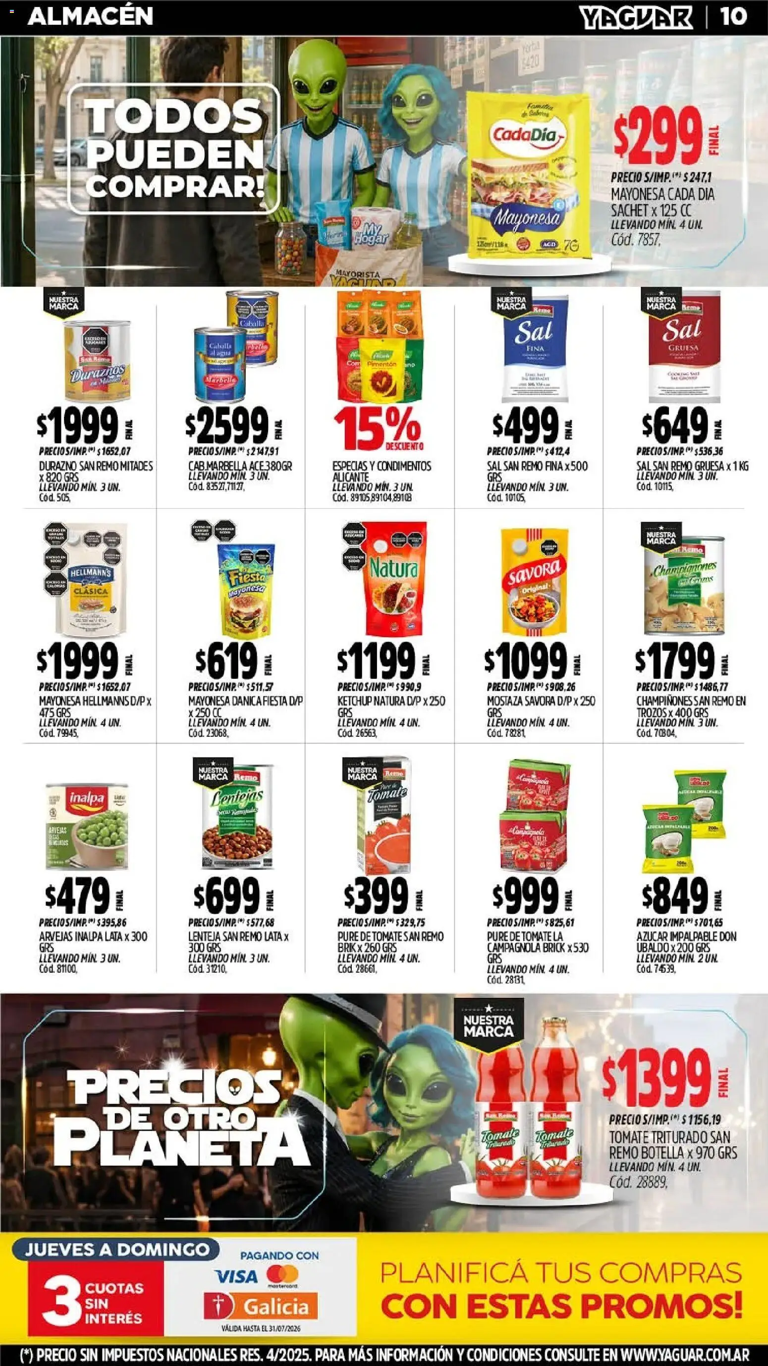 Yaguar - Oferta Semanal Mar del Plata │ válido desde el 06/07/2026 | Página: 11 | Productos: Botella, Mayonesa, Mostaza, Arvejas