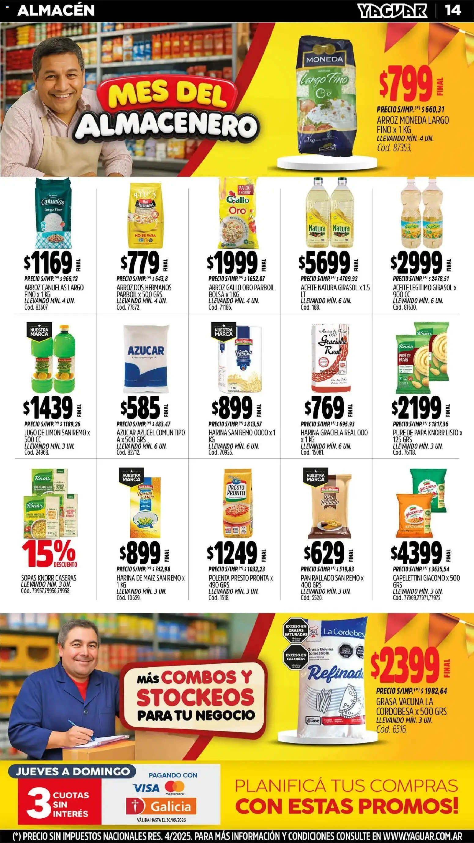 Yaguar - Oferta Semanal Córdoba │ válido desde el 31/08/2026 | Página: 14 | Productos: Bolsa, Harina, Limón, Jugo