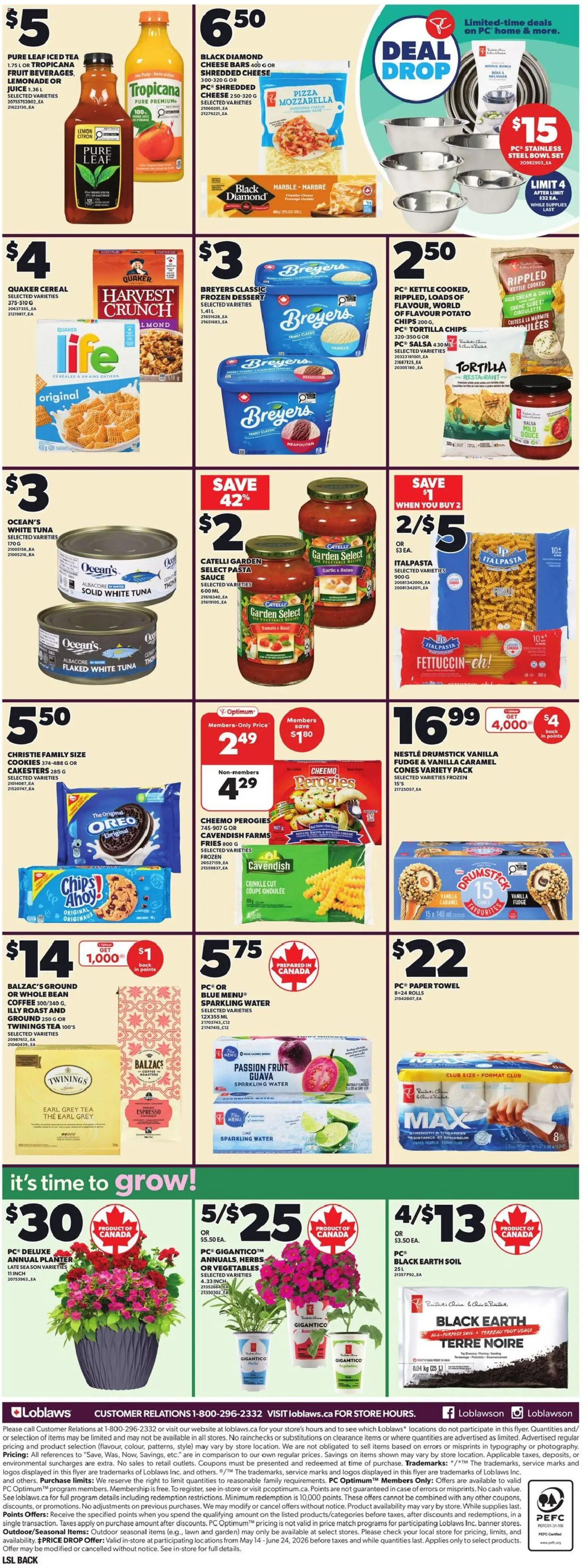 Loblaws flyer valid from 11.06.2026 | Page: 5 | Products: Tea, Cream, PC, Pizza