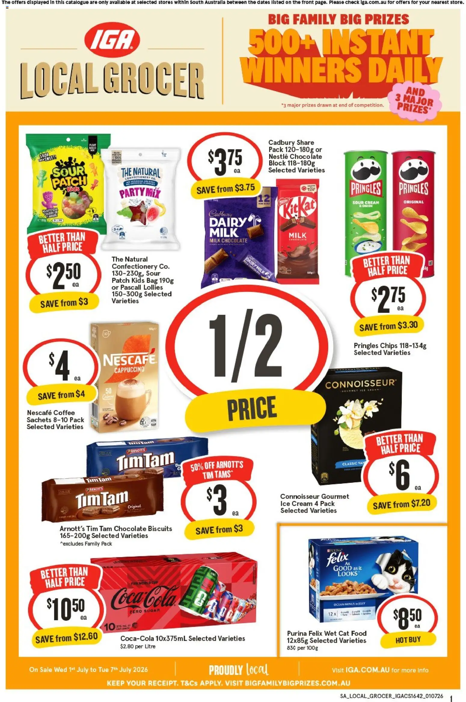IGA catalogue - valid from 01/07/2026 | Page: 1 | Products: Cream, Biscuits, Sugar, Bag