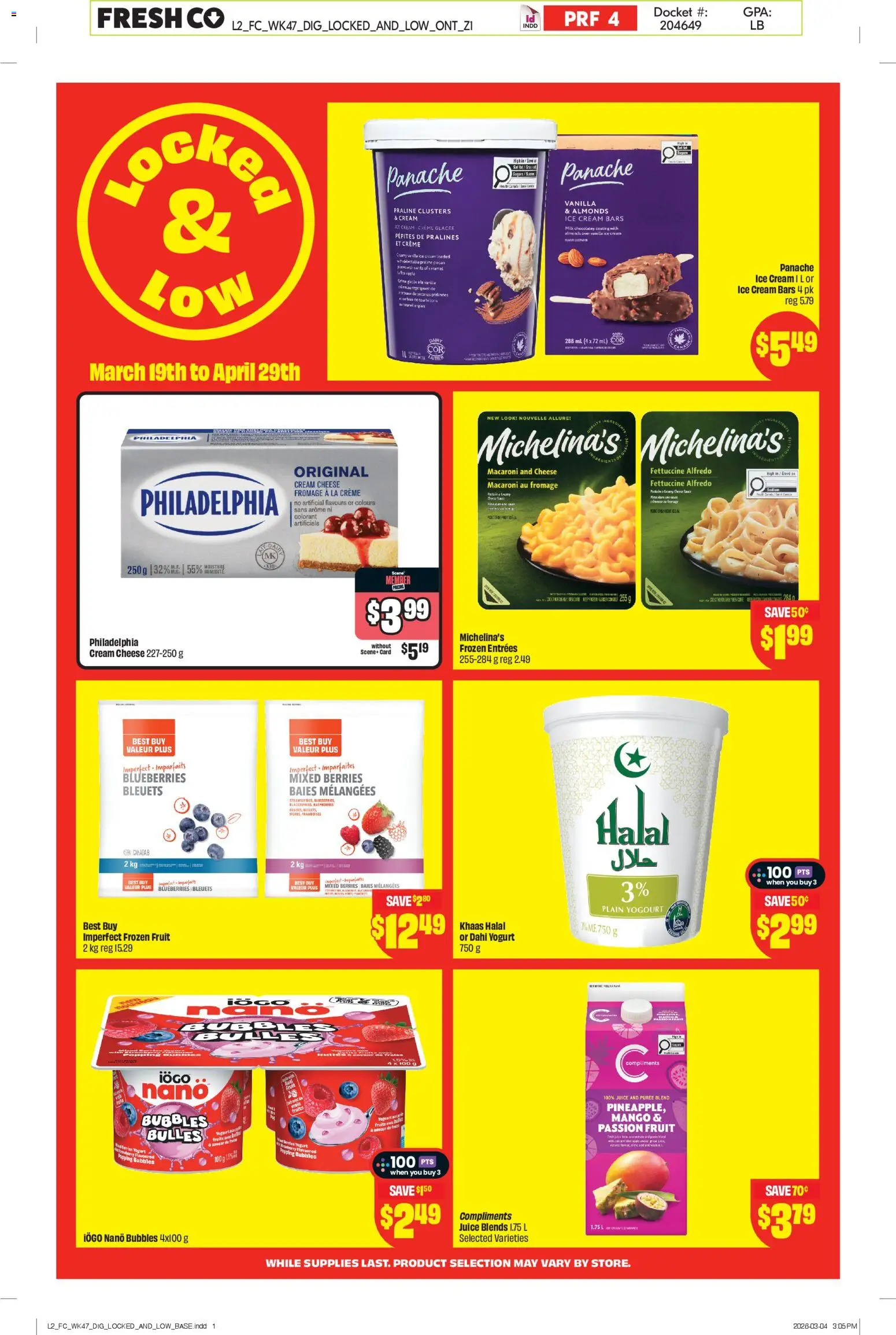 FreshCo flyer valid from 19.03.2026 | Page: 2 | Products: Cream, Ice cream, Cheese, Yogurt