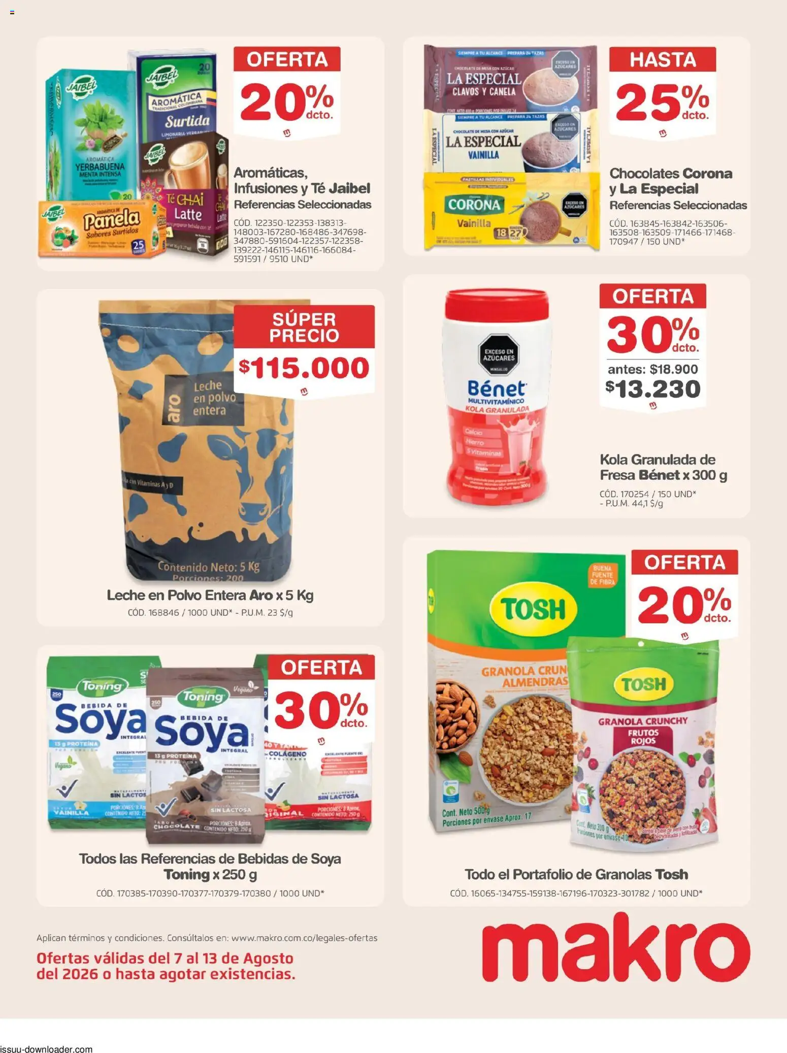 Makro revista - valida desde el 07/08/2026 | Página: 12 | Productos: Leche en polvo, Mesa, Chocolate de mesa, Leche