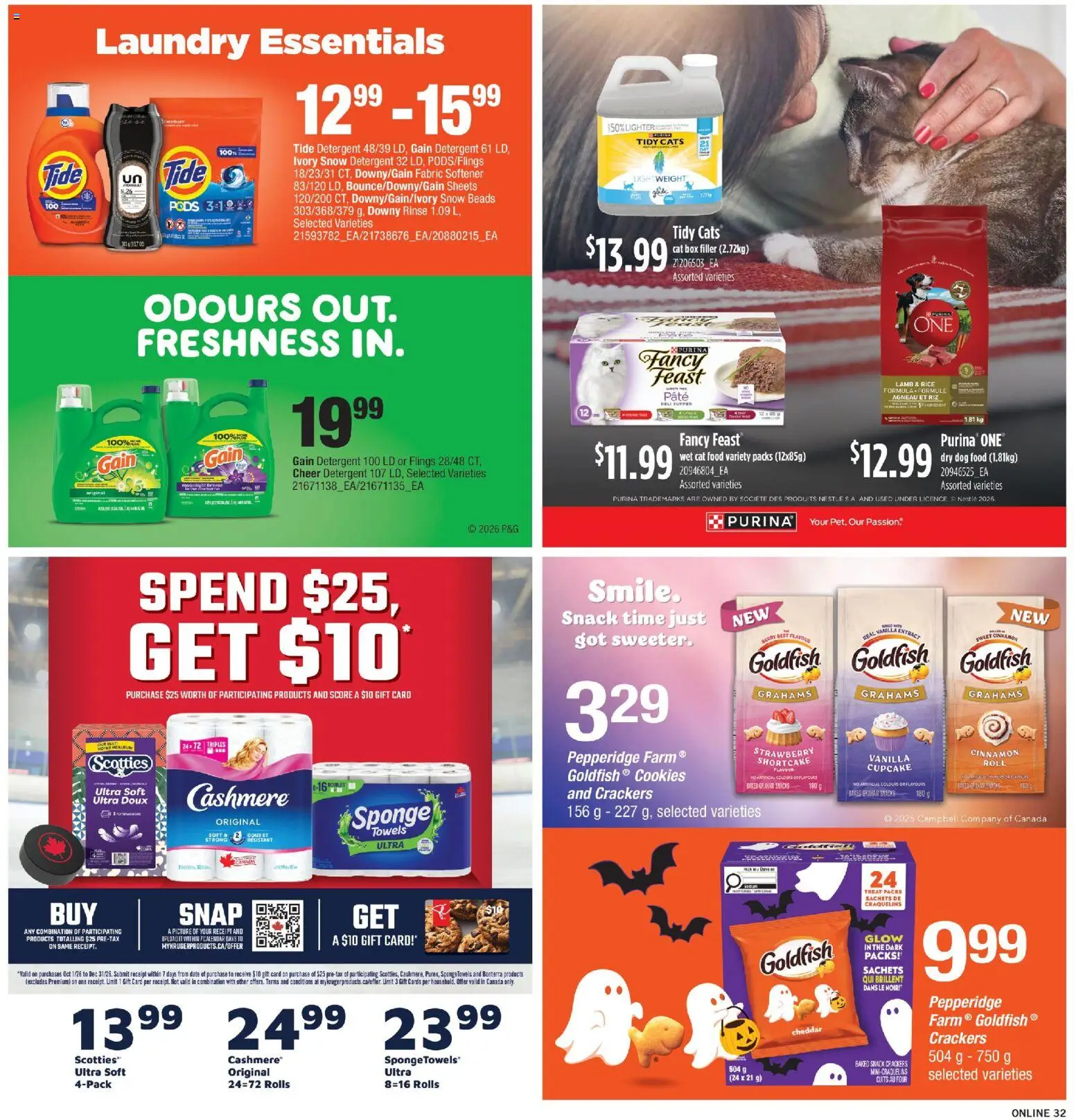 Fortinos flyer valid from Oct 1, 2026 | Page: 31 | Products: Pâté, Crackers, Detergent, Vanilla