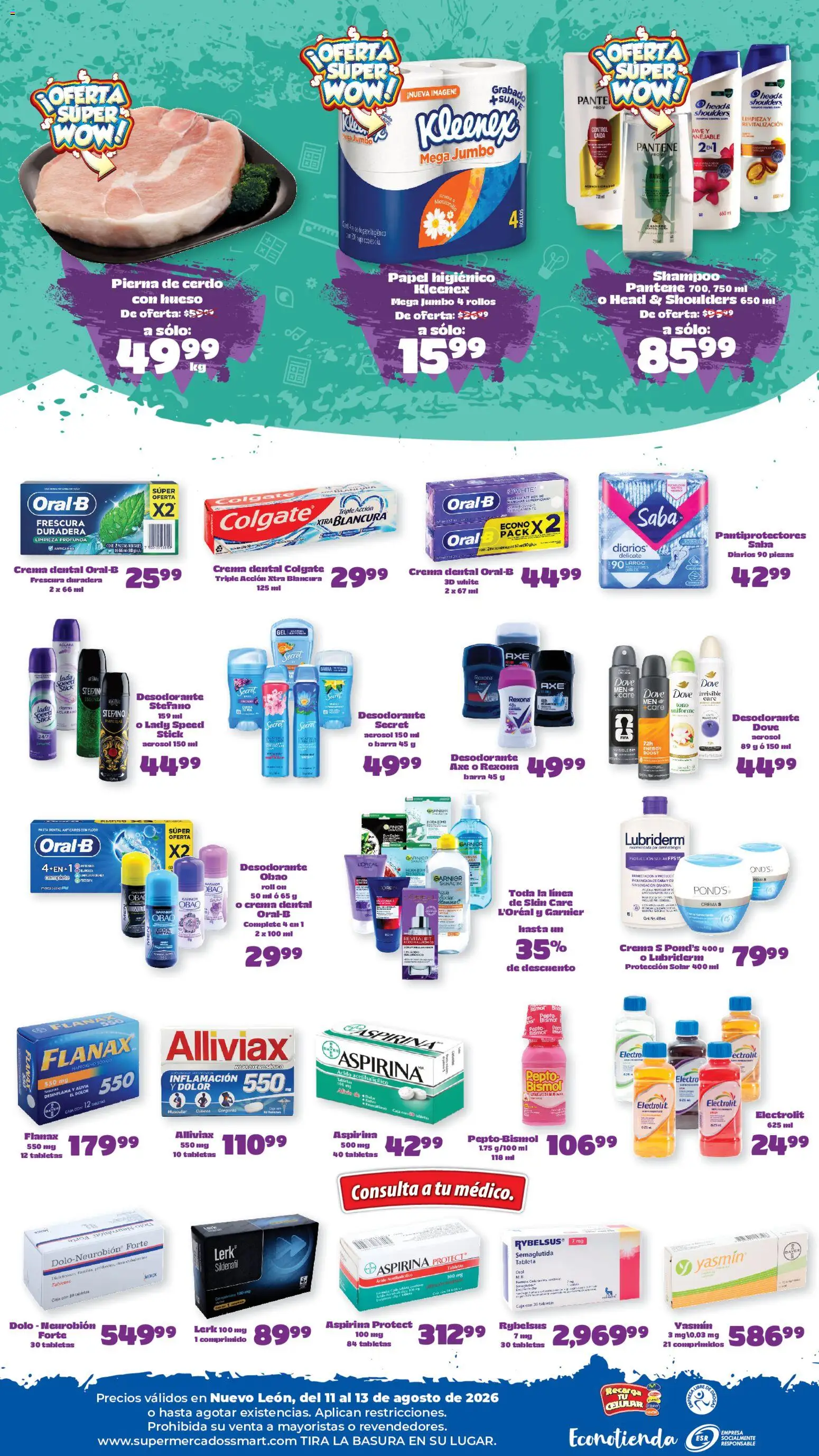 Nuevas ofertas de S-Mart válidas en toda la República Mexicana desde el 11/08/2026. ¡Encuentra las mejores ofertas en S-Mart folleto Ofertas de feria Monterrey! | Página: 2 | Productos: Pasta dental, Shampoo, Papel higiénico, Head & Shoulders