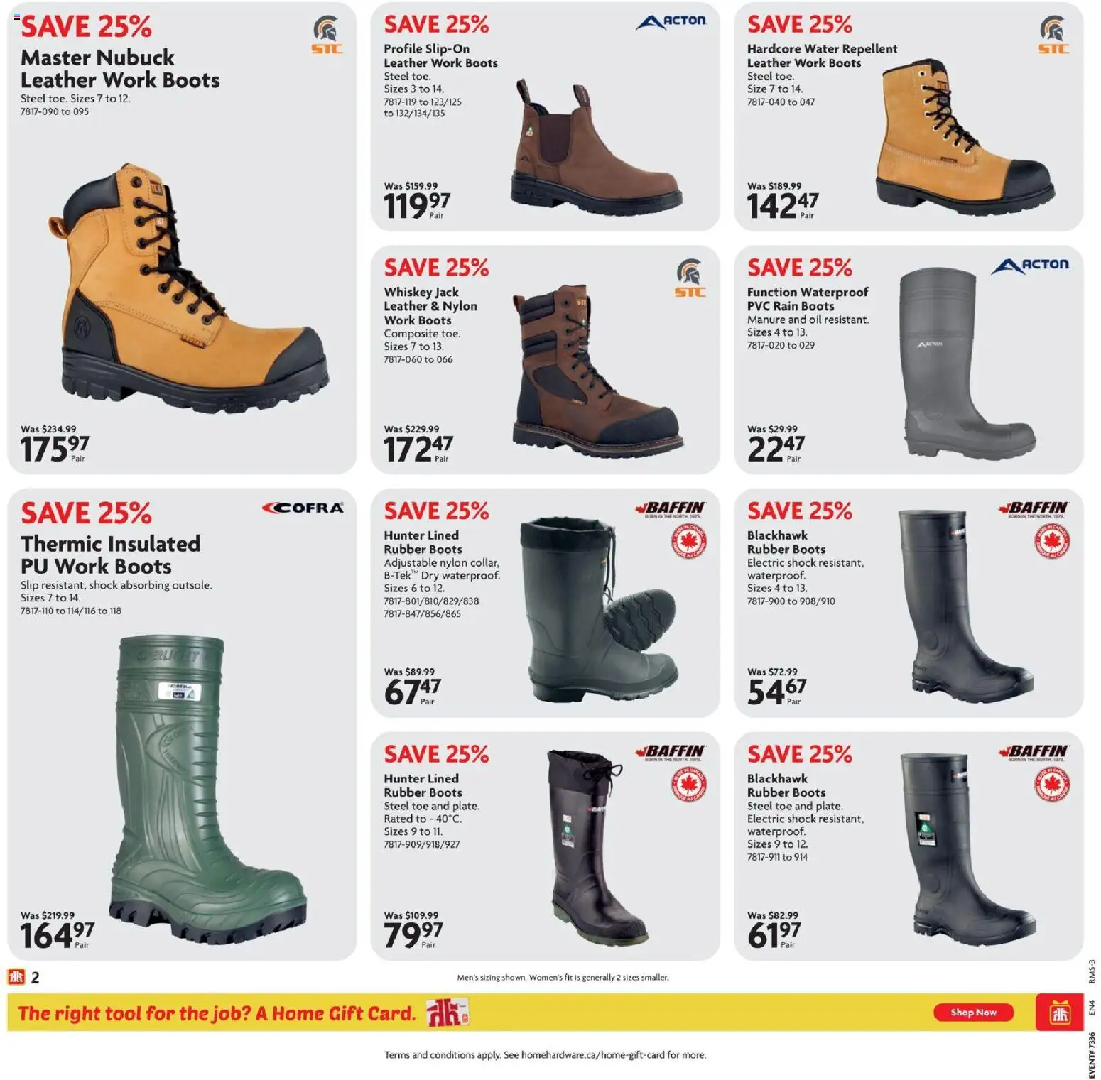 Home Hardware flyer valid from Sep 3, 2026 | Page: 2 | Products: Boots, Whiskey, Water, Oil