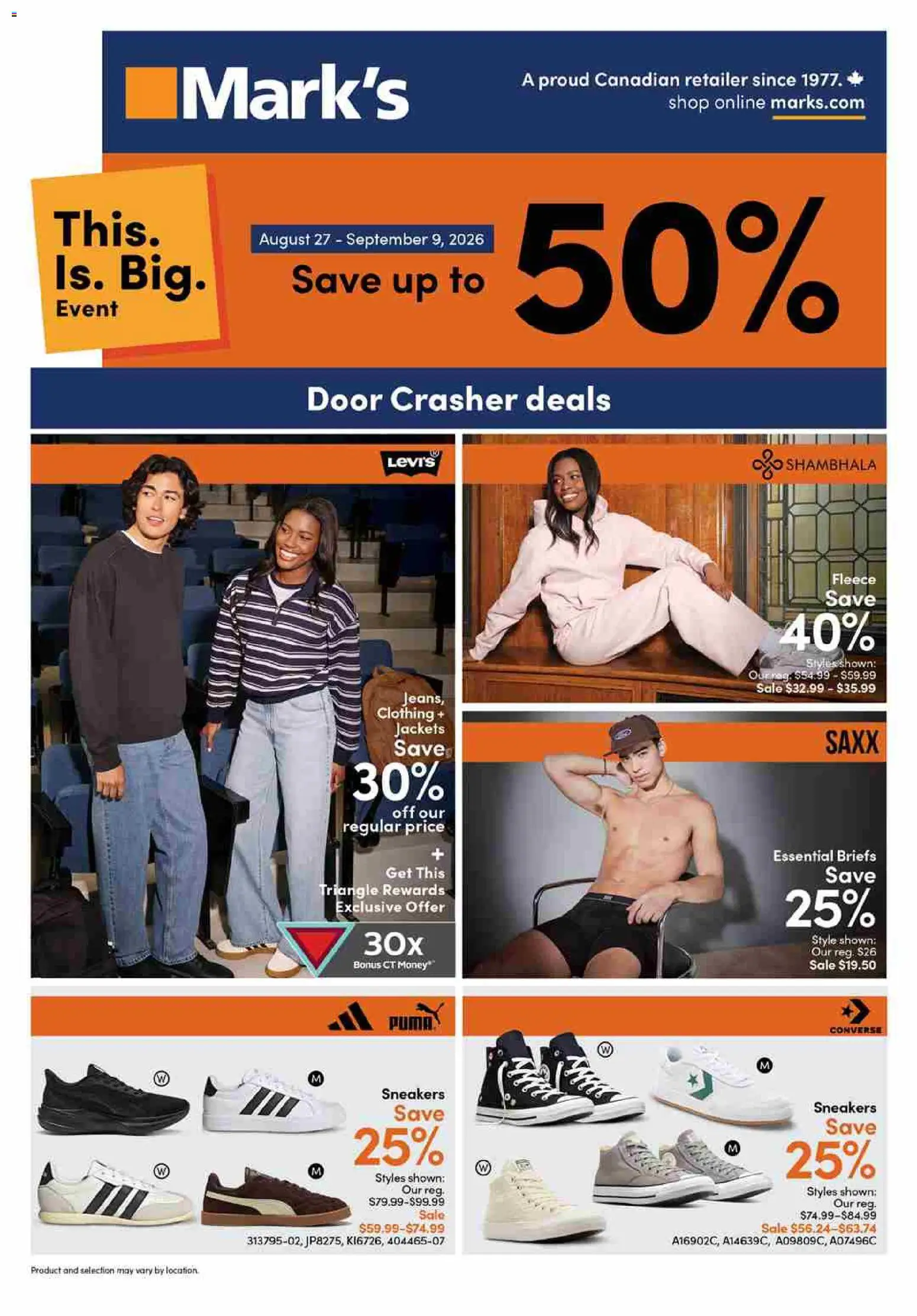 Mark's flyer valid from Aug 27, 2026 | Page: 1