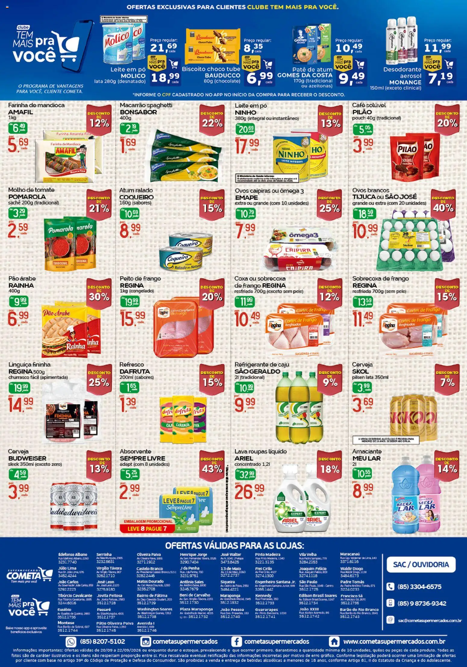 Cometa Supermercados Folheto - válido de 20/09/2026 | Página: 2 | Produtos: Sobrecoxa de frango, Pão, Base, Frango
