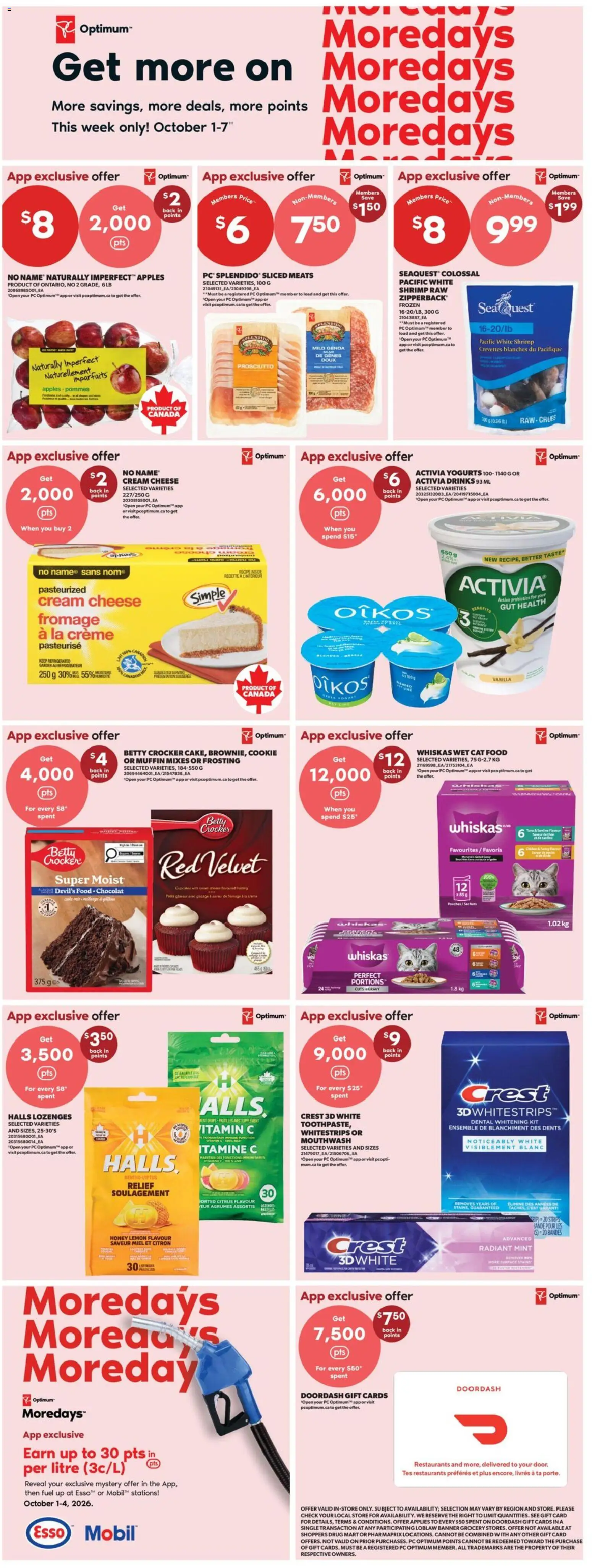 Real Canadian Superstore flyer valid from Oct 1, 2026 | Page: 14 | Products: Cream, PC, Mouthwash, Vanilla