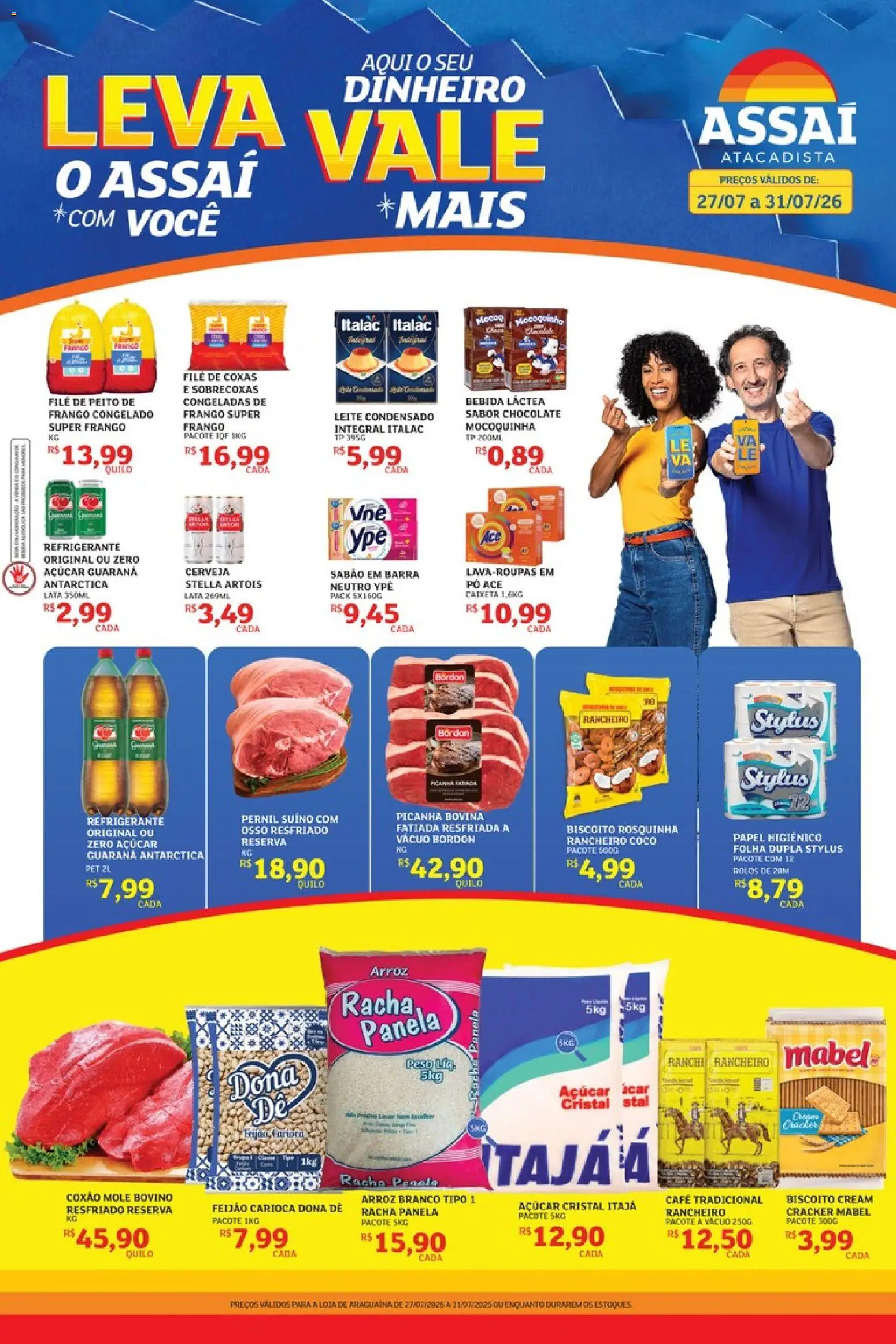 Assaí Atacadista Folheto - válido de 27/07/2026 | Página: 1 | Produtos: Picanha, Café, Bebida, Açúcar