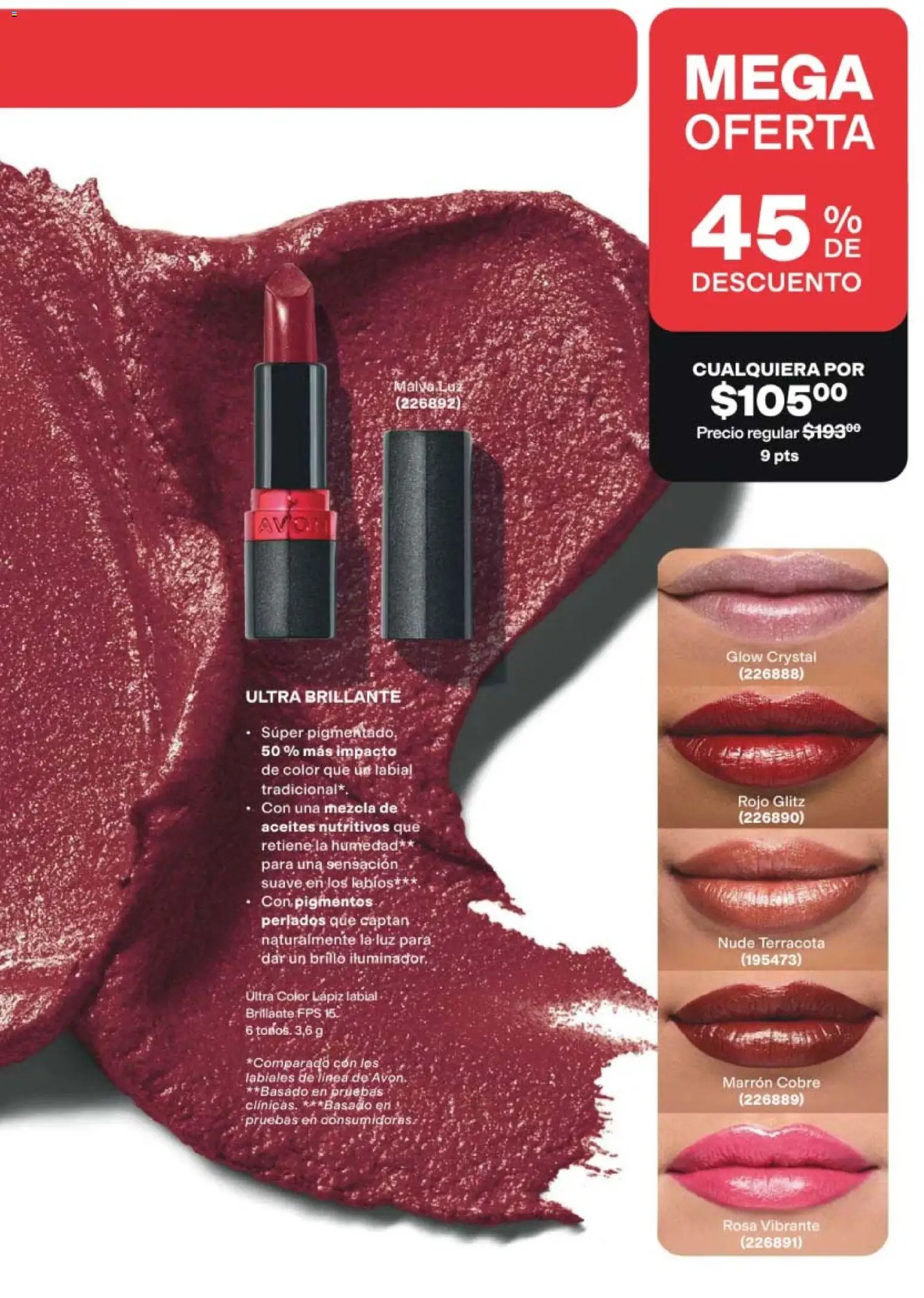 Nuevas ofertas de AVON válidas en toda la República Mexicana desde el 21/08/2026. ¡Encuentra las mejores ofertas en AVON campaña 13 2026! | Página: 25 | Productos: Brillo, Lápiz labial
