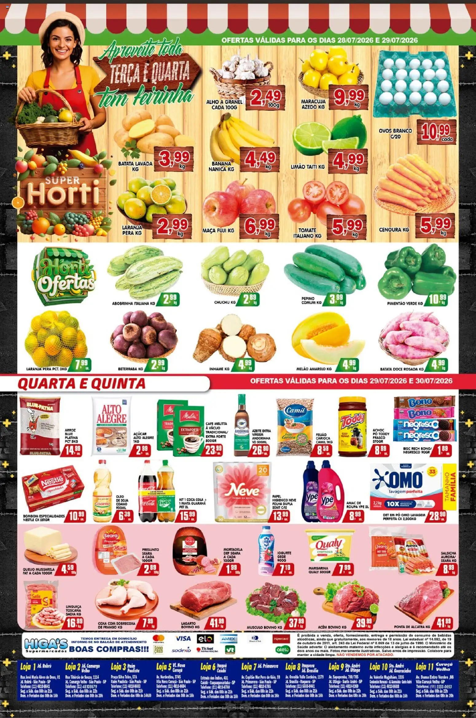 Higa's Supermercado Folheto - válido de 29/07/2026 | Página: 4 | Produtos: Pimentão, Azeite, Soja, Margarina