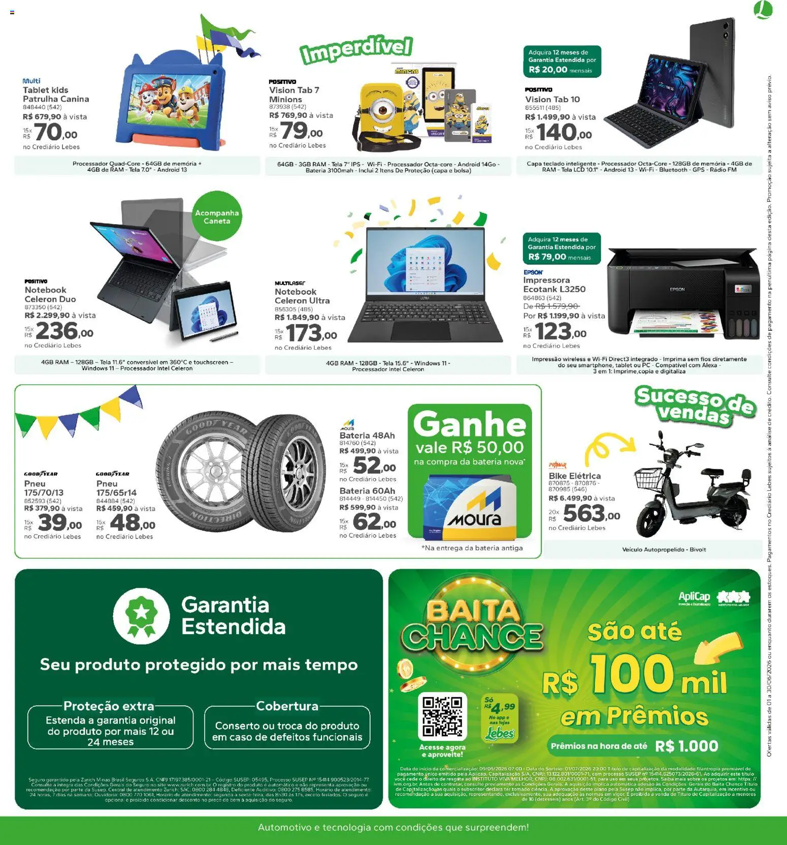 Lebes Folheto - válido de 01.06.2026 | Página: 15 | Produtos: Notebook, Tela, Impressora, Teclado