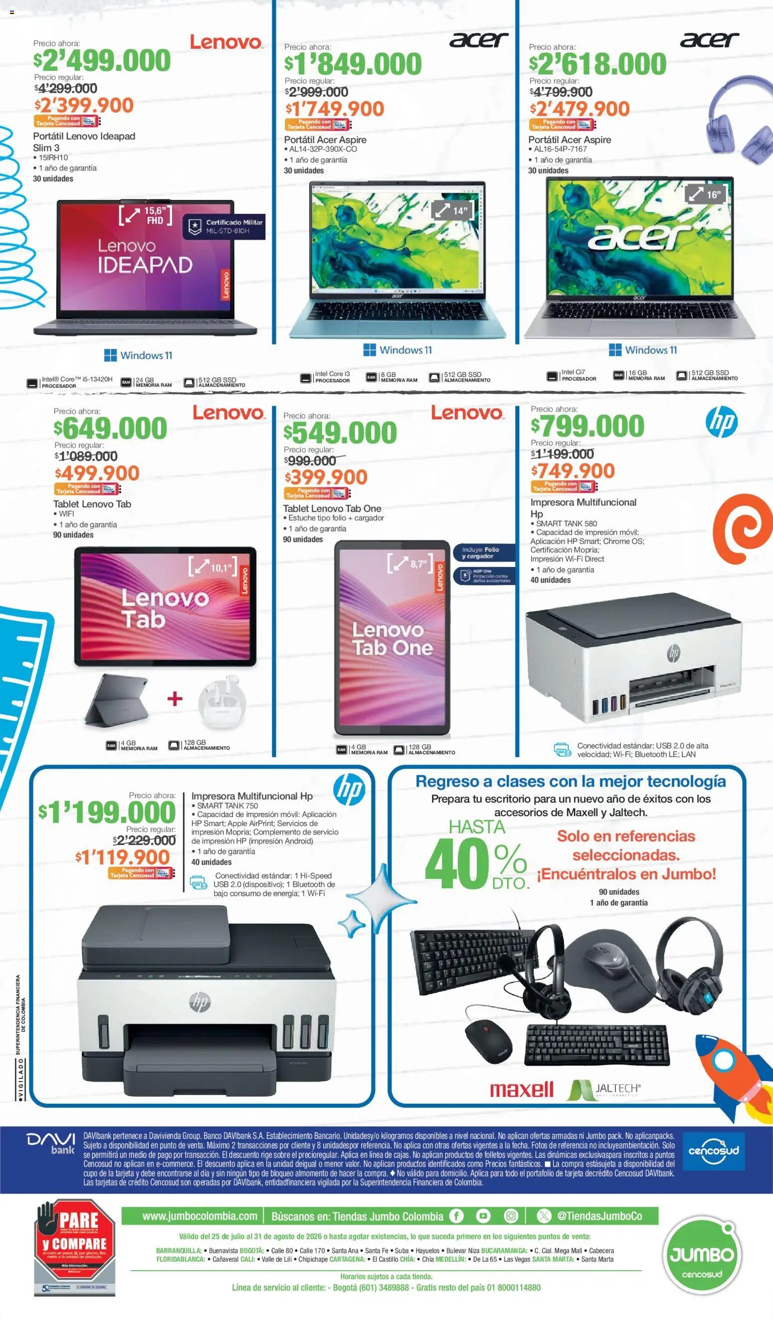 Jumbo revista - valida desde el 25/07/2026 | Página: 12 | Productos: Bajo, Impresora, Cargador, Movil