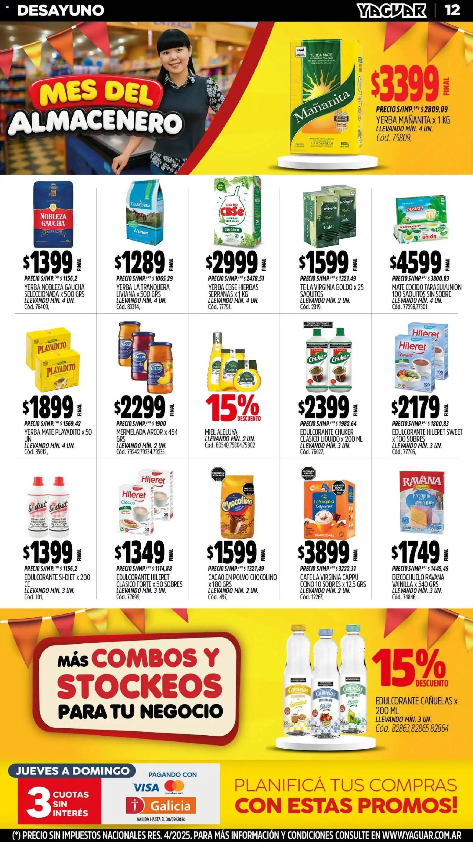 Yaguar - Oferta Semanal Parque Chacabuco │ válido desde el 31/08/2026 | Página: 12 | Productos: Polvo, Edulcorante, Café, Mermelada