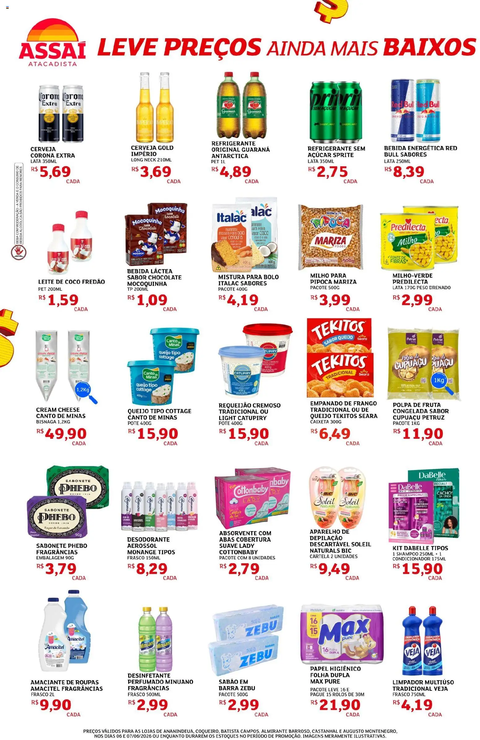 Assaí Atacadista Folheto - válido de 06.06.2026 | Página: 2 | Produtos: Limpador multiuso, Cerveja, Catupiry, Papel higiênico