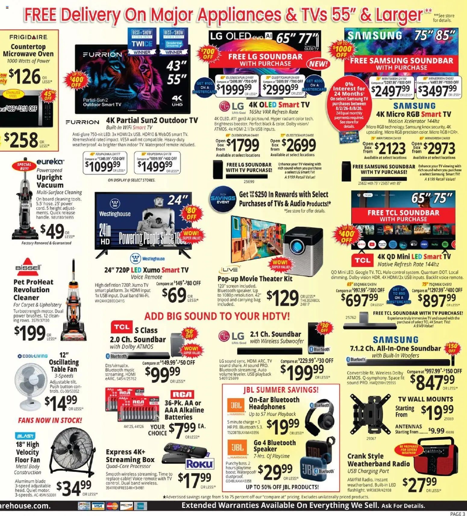 ABC Warehouse Weekly Ad - valid from 08/02/2026 | Page: 3 | Products: Carpet, Tv, Audio, Bag