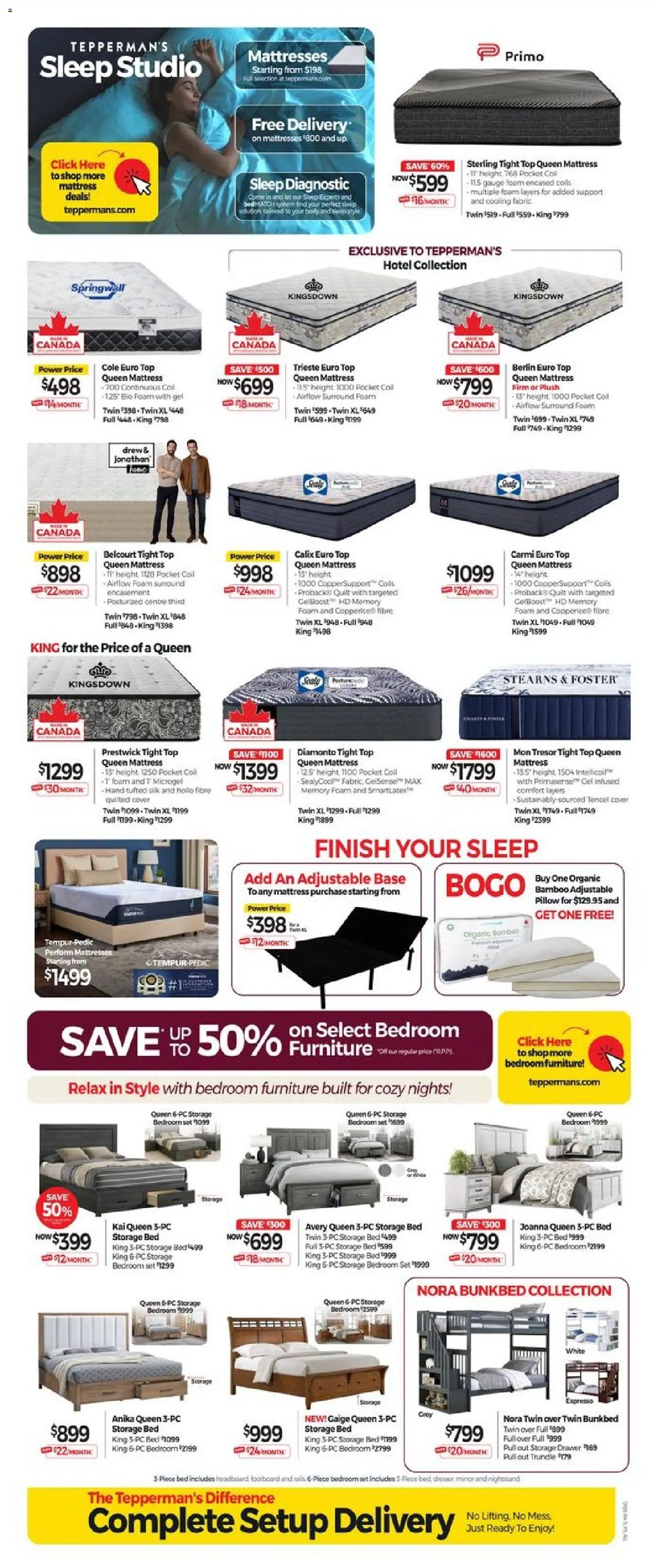 Tepperman's flyer valid from Sep 25, 2026 | Page: 6 | Products: PC, Mattresses, Mattress, Pillow
