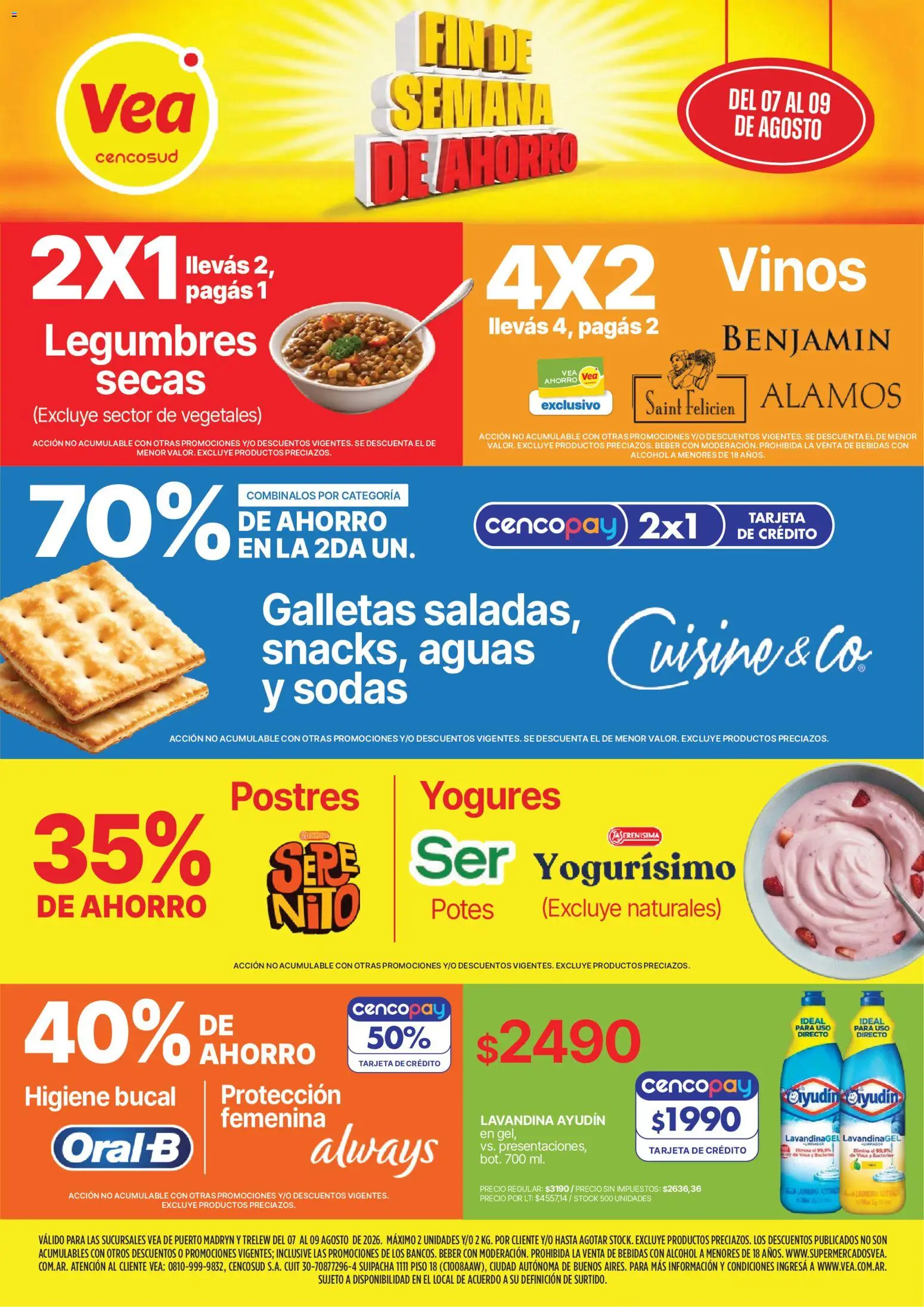 Vea - Volante fin de semana Chubut │ válido desde el 07/08/2026 | Página: 1 | Productos: Lavandina, Legumbres, Higiene bucal, Alcohol