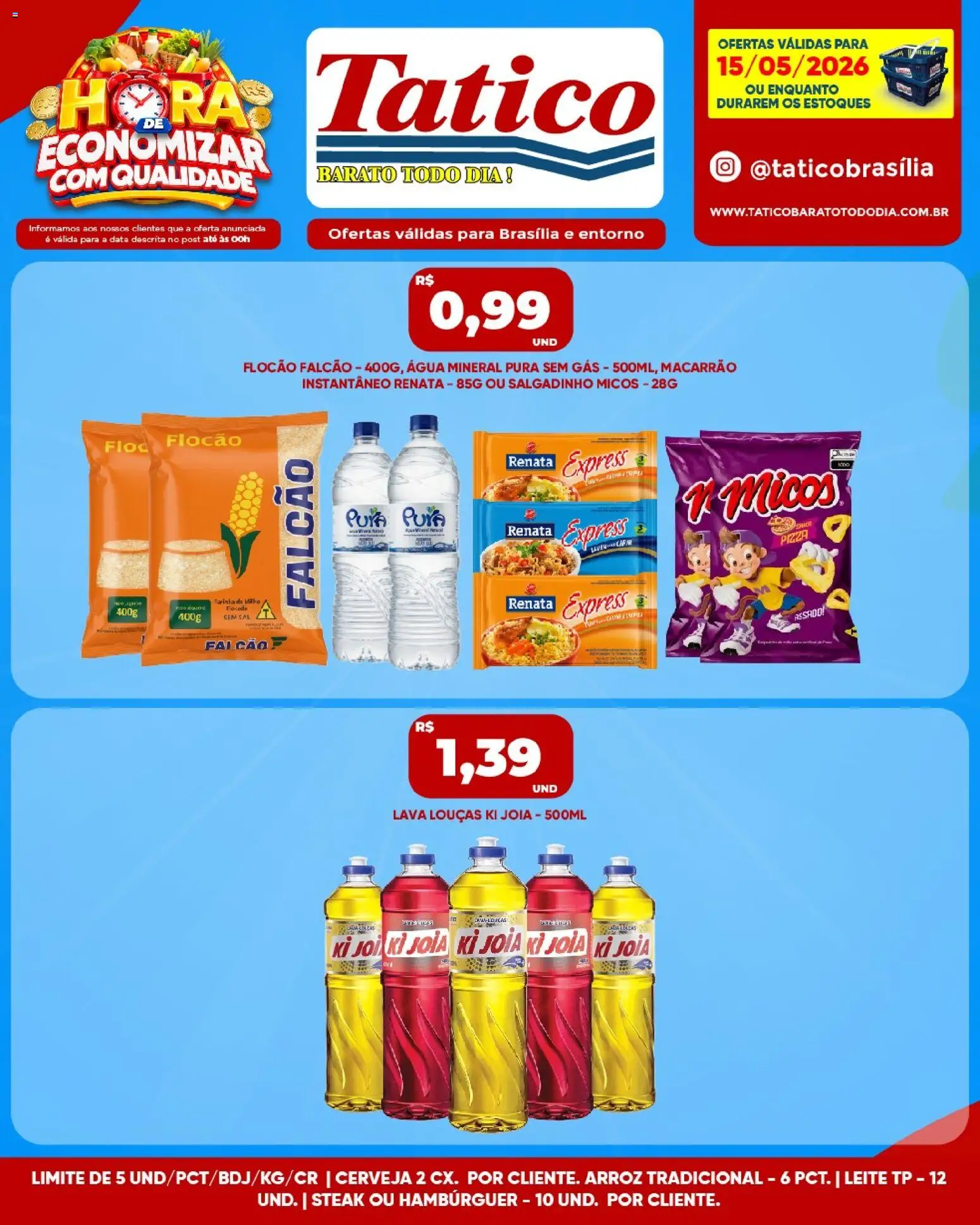 Tatico Folheto - válido de 15.05.2026 | Página: 1 | Produtos: Leite, Pizza, Cerveja, Arroz