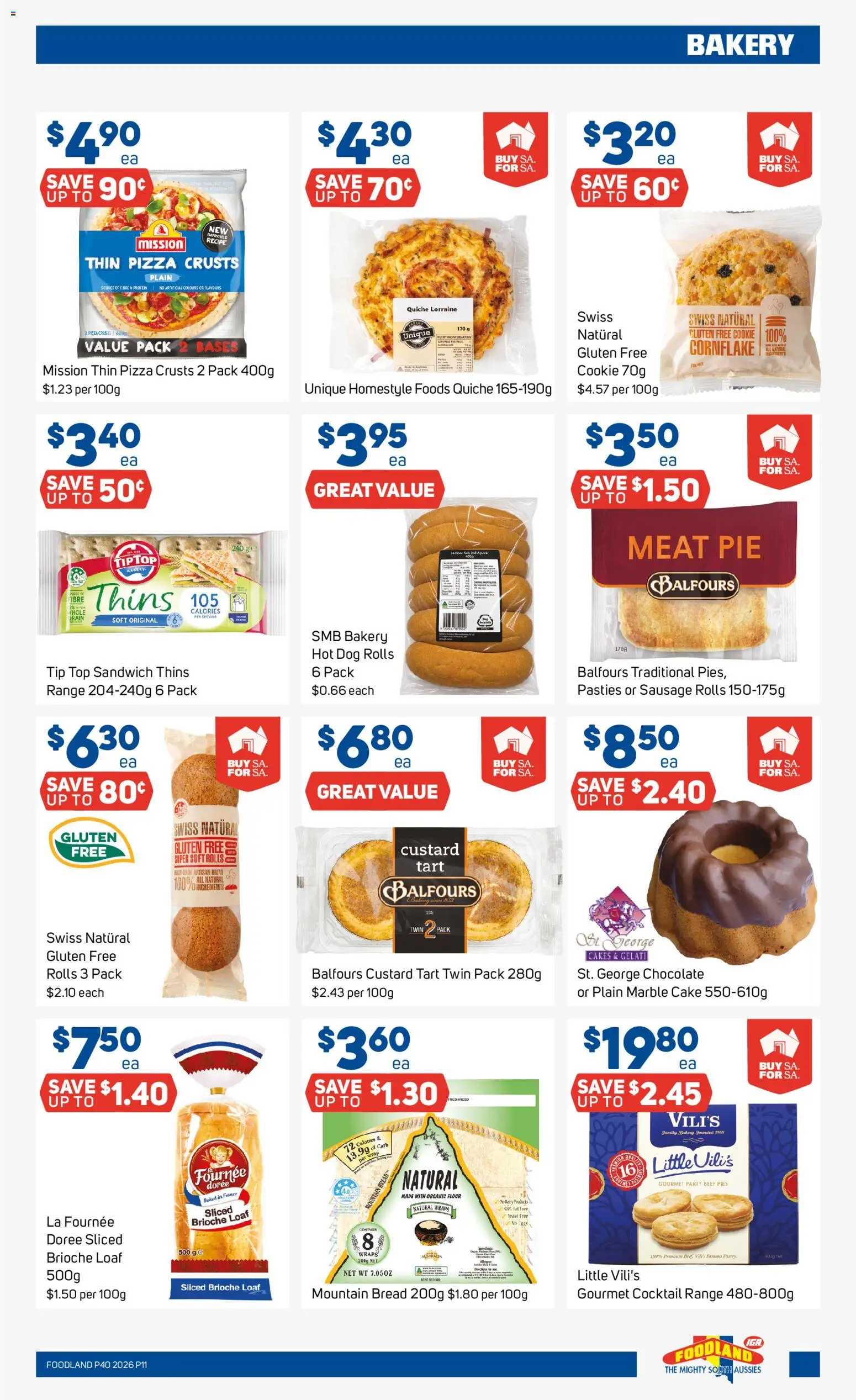 Foodland catalogue - valid from 30/09/2026 | Page: 11 | Products: Brioche, Bread, Yeast, Pies