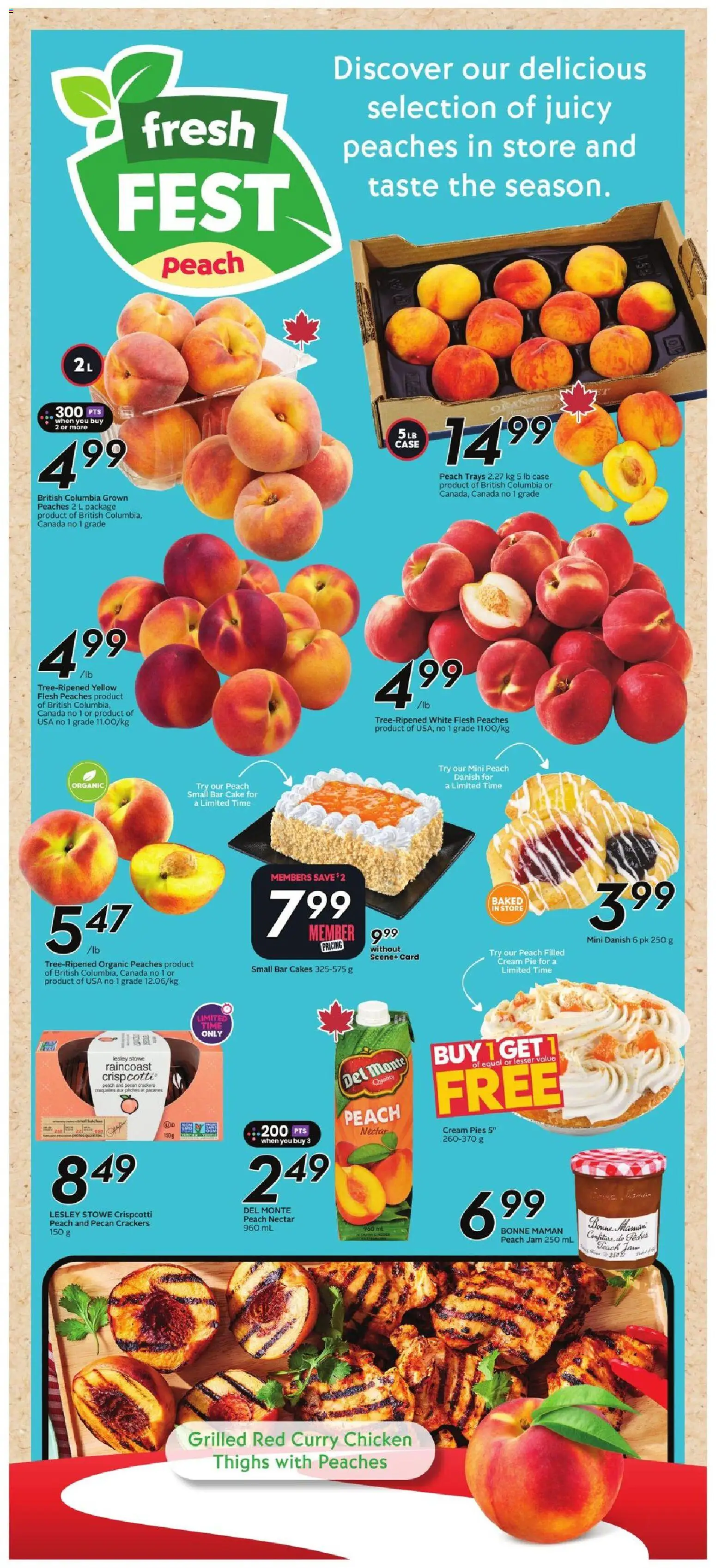 Safeway flyer valid from Aug 13, 2026 | Page: 16 | Products: Cream, Case, Peaches, Chicken thighs