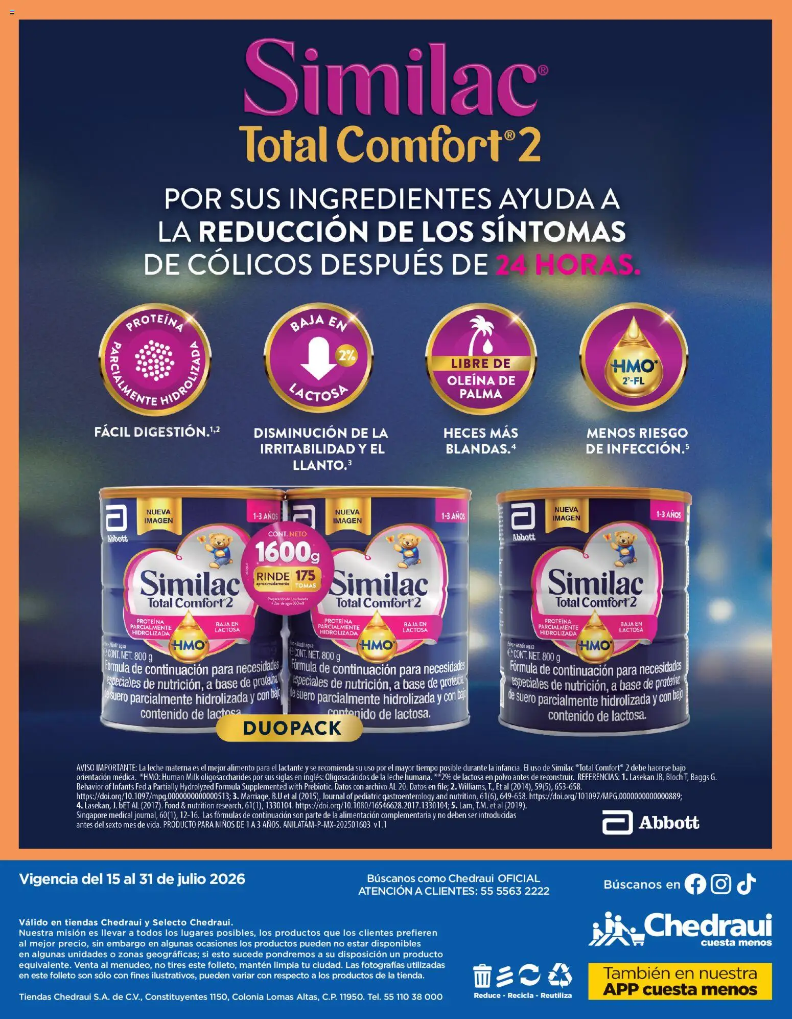 Nuevas ofertas de Chedraui válidas en toda la República Mexicana desde el 15/07/2026. ¡Encuentra las mejores ofertas en Chedraui folleto Cuidar tu salud! | Página: 16 | Productos: Agua, Leche, Polvo