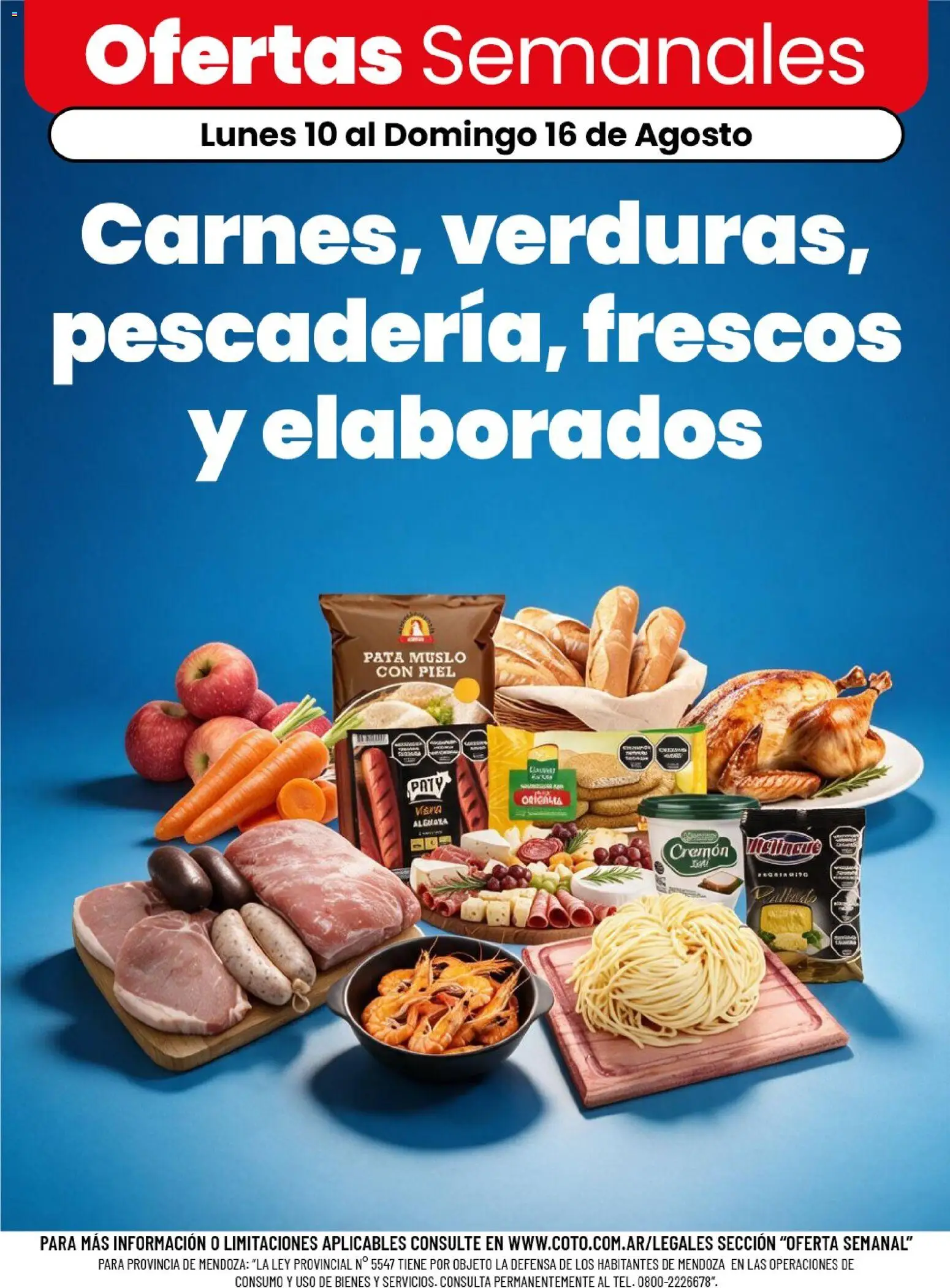 Coto - Carnes, verduras, pescadería, frescos y elaborados │ válido desde el 10/08/2026 | Página: 1 | Productos: Queso crema, Queso, Salchichas, Crema