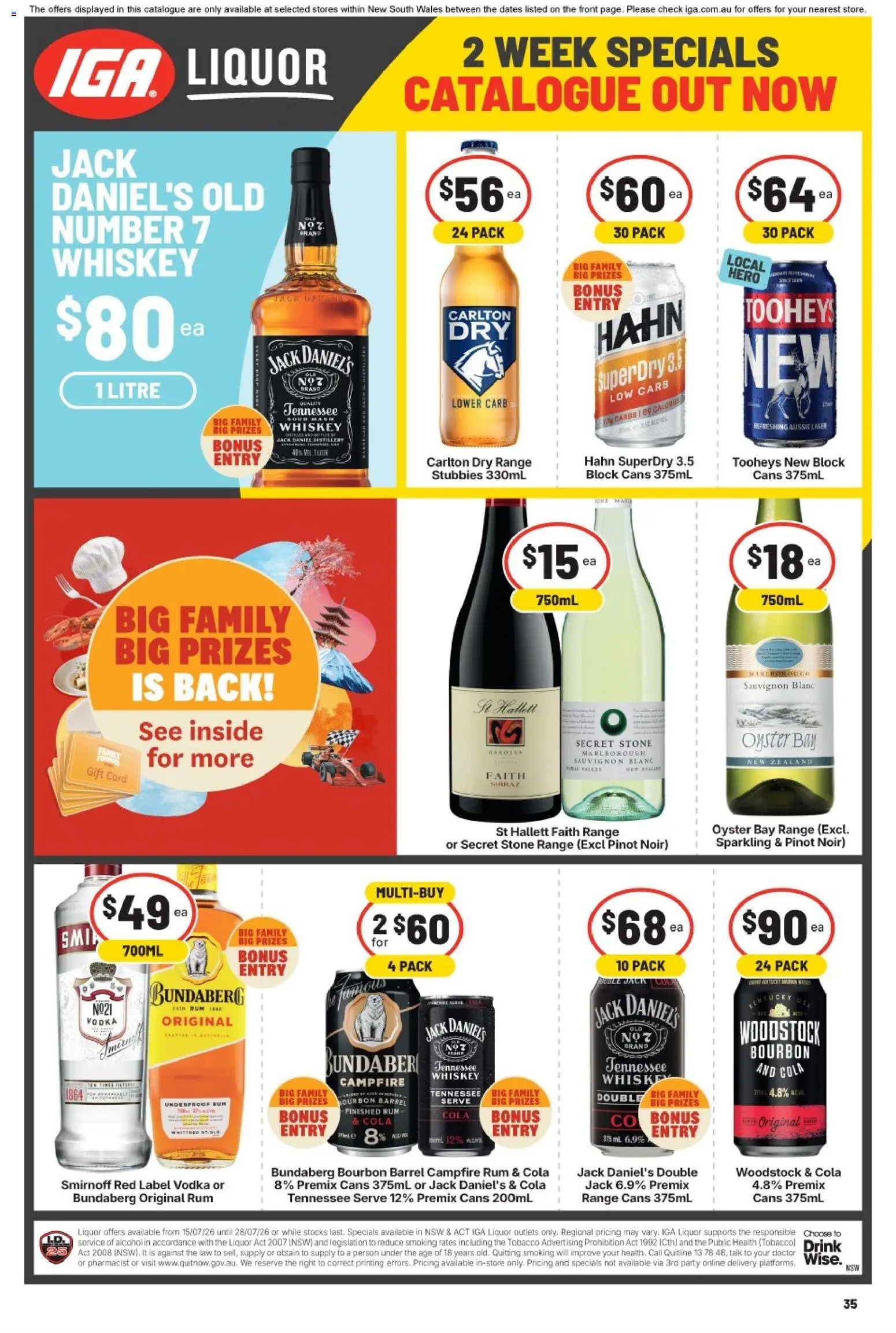 IGA catalogue - valid from 22/07/2026 | Page: 33 | Products: Bourbon, Vodka, Whiskey, Rum