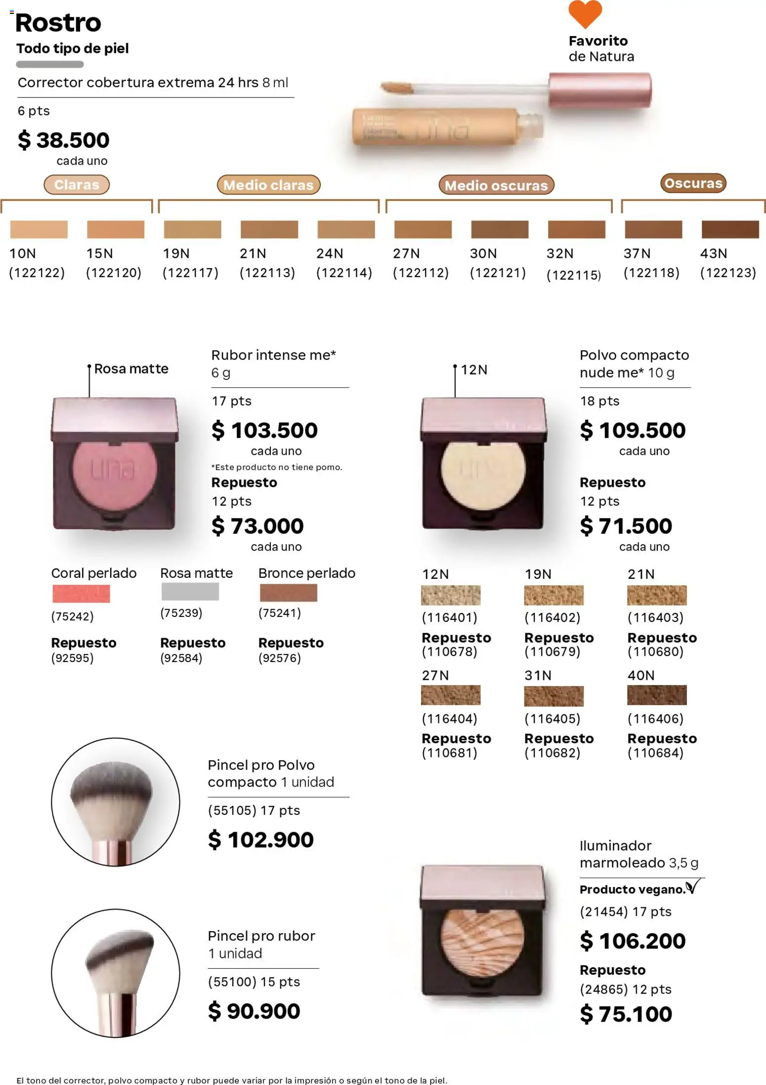Natura revista - valida desde el 08.04.2026 | Página: 92 | Productos: Polvo compacto, Iluminador, Rubor, Corrector