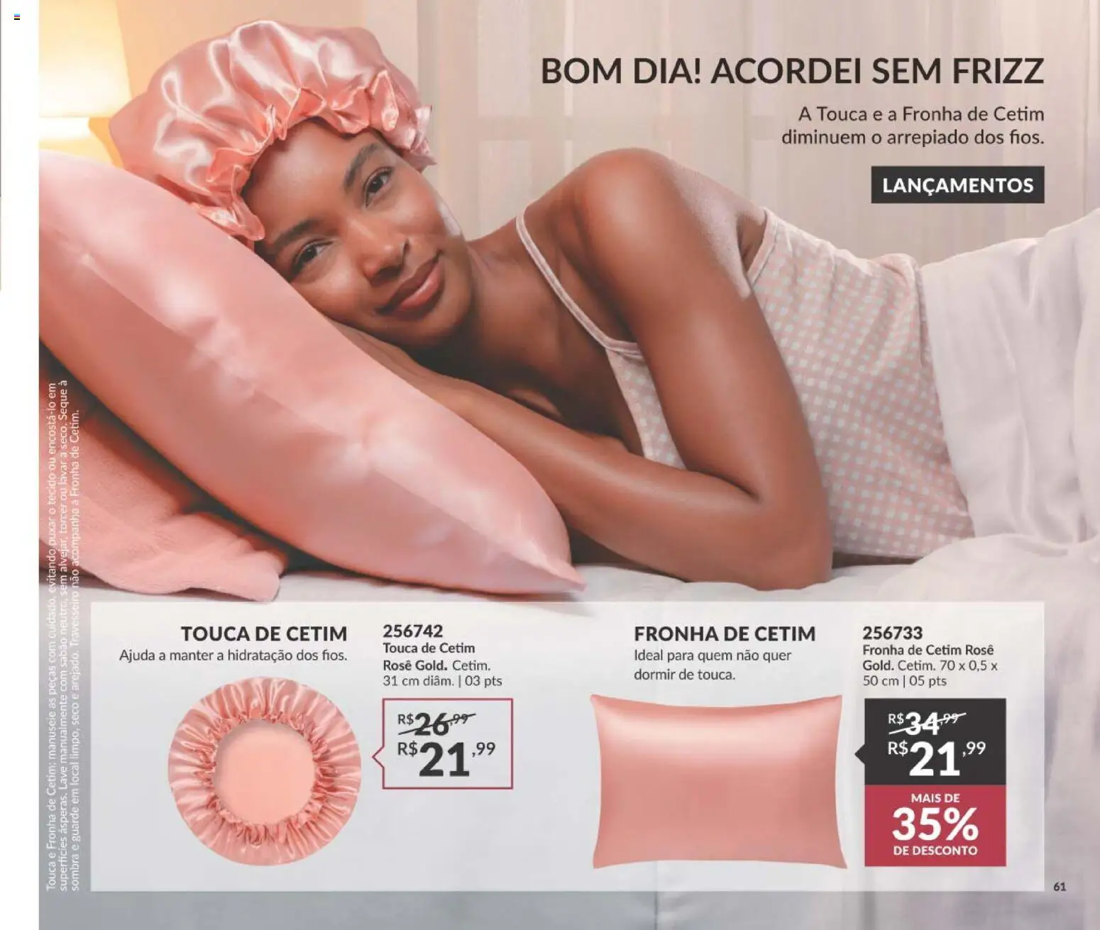 Avon Folheto - válido de 10/08/2026 | Página: 61 | Produtos: Touca, Sabão, Tecido, Fronha