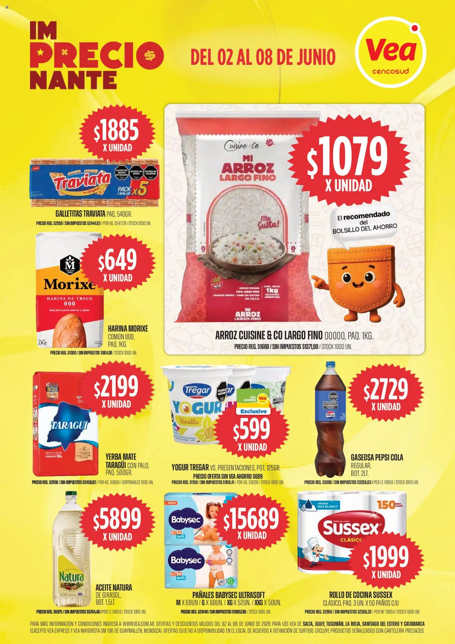 Vea - Oferta imPRECIOnante │ válido desde el 02.06.2026 | Página: 1 | Productos: Harina, Yogur, Arroz, Pañales