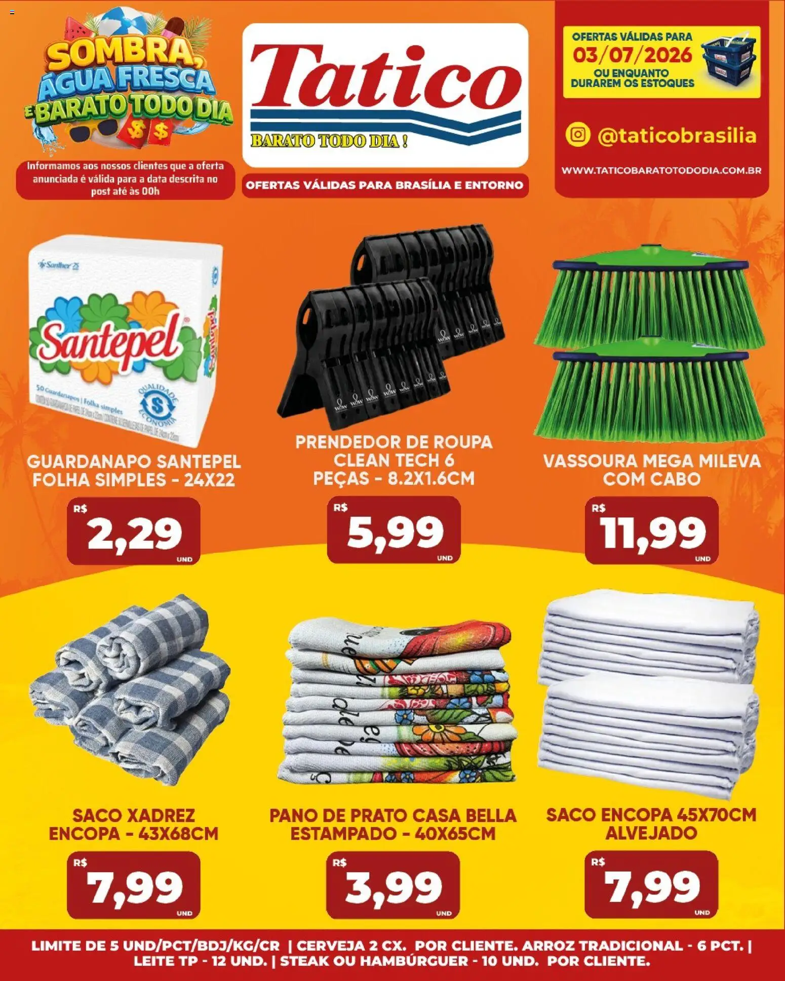 Tatico Folheto - válido de 03/07/2026 | Página: 23 | Produtos: Cerveja, Hambúrguer, Cabo, Vassoura