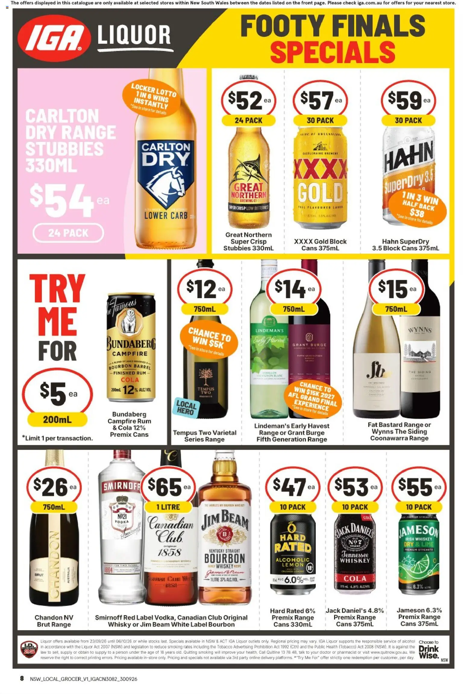 IGA catalogue - valid from 30/09/2026 | Page: 8 | Products: Jim Beam, Lime, Irish whiskey, Jameson