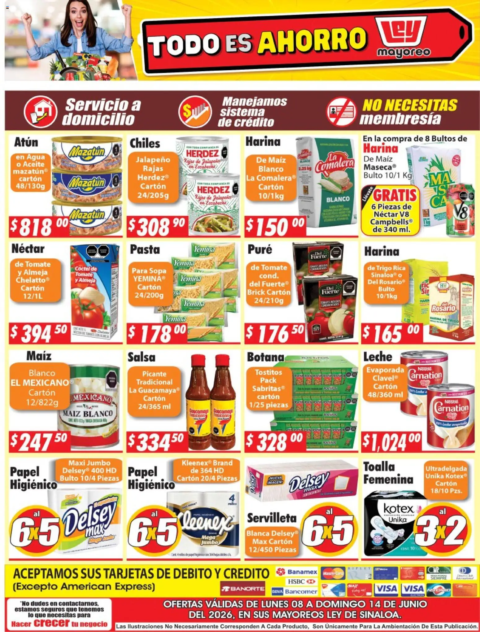 Nuevas ofertas de Casa Ley válidas en toda la República Mexicana desde el 08.06.2026. ¡Encuentra las mejores ofertas en Casa Ley folleto Sinaloa! | Página: 2 | Productos: Harina, Sopa, Leche, Pasta