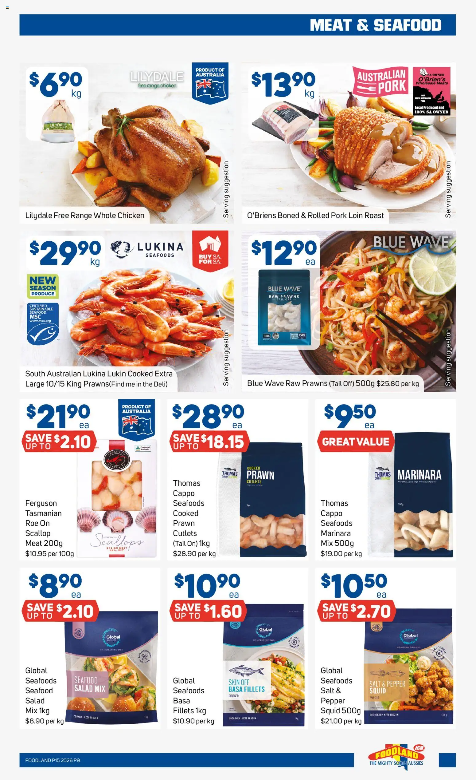 Foodland catalogue - valid from 08.04.2026 | Page: 9 | Products: Meat, Salt, Sustainable, Seafood