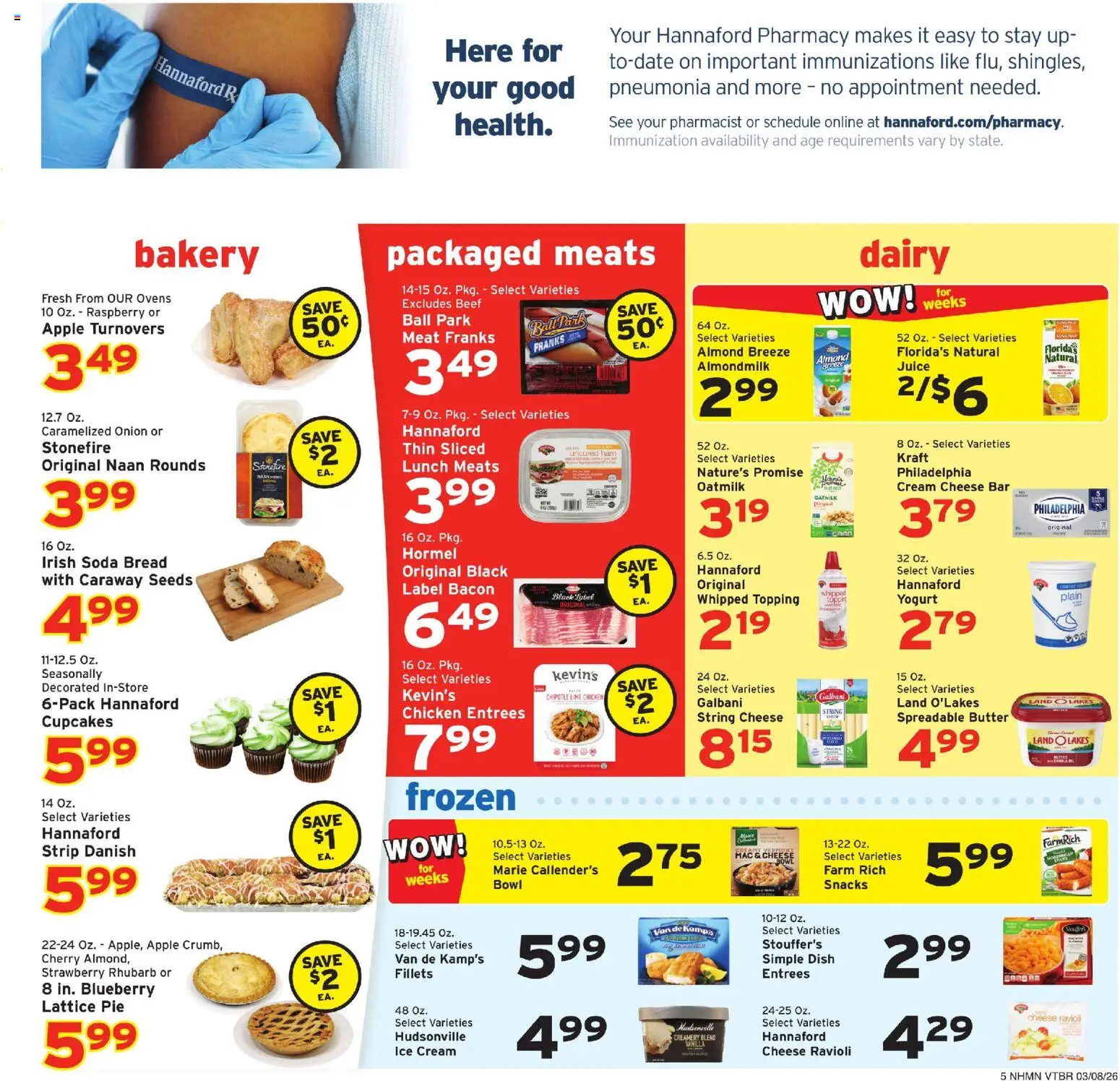 Hannaford Weekly Ad - valid from 08.03.2026 | Page: 7 | Products: Bakery, Ham, Beef, Onion
