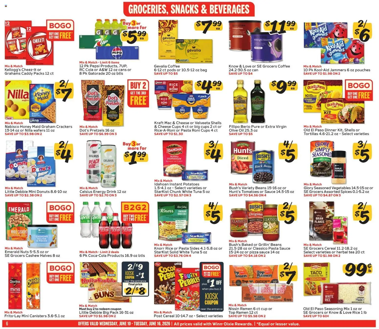 Winn Dixie Weekly Ad - valid from 10.06.2026 | Page: 6 | Products: Broccoli, Rice, Flakes, Sauce